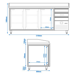 Masa frigorifica pentru pizza GGM Gastro POF2158S-EF (Inox) Thumb