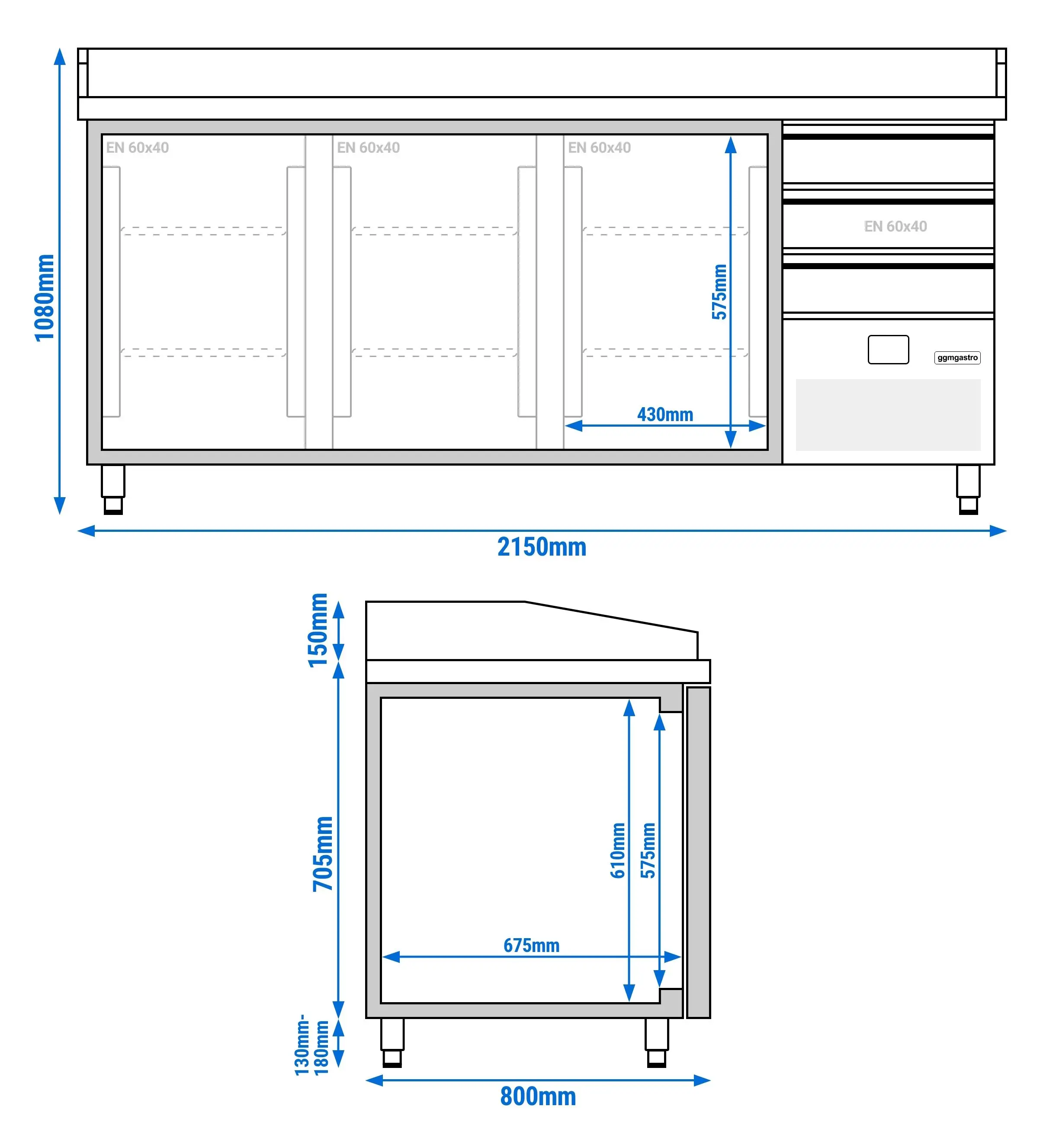 Masa frigorifica pentru pizza GGM Gastro POF2158S-EF (Inox) - 8