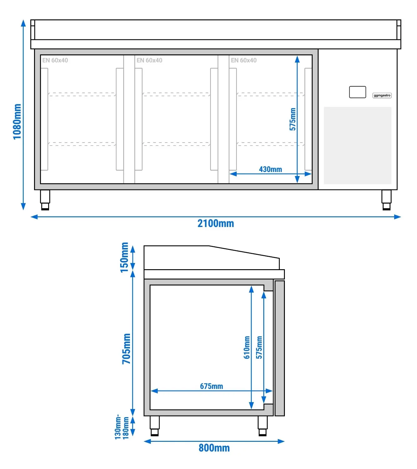 Masa frigorifica pentru pizza GGM Gastro POF218-EF (Inox) - 9