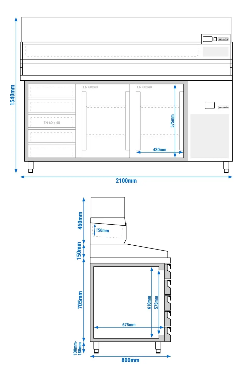 Masa frigorifica pentru pizza GGM Gastro POF218S-EF#AGF204N (Inox) - 7
