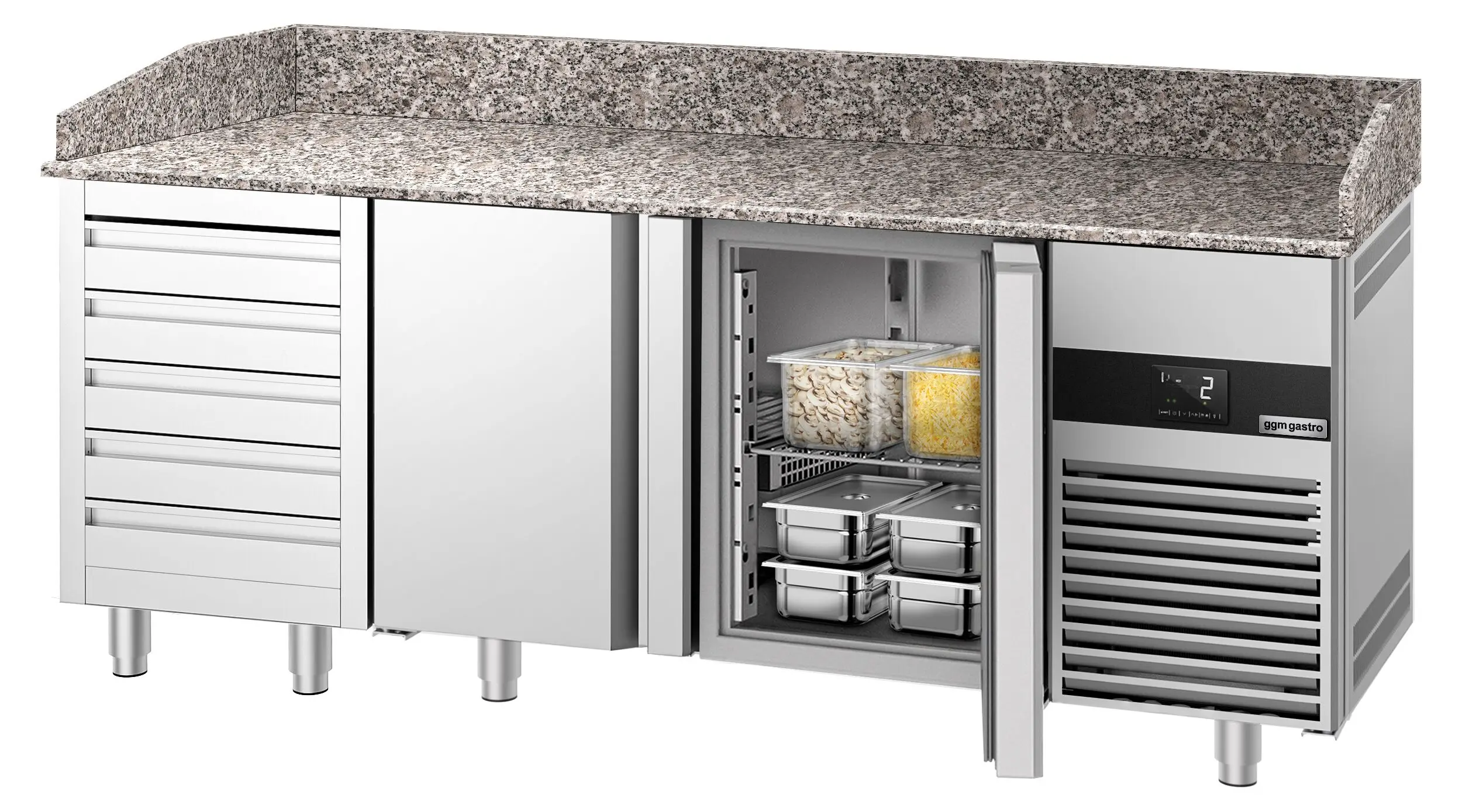 Masa frigorifica pentru pizza GGM Gastro POF218S-EF (Inox) - 5