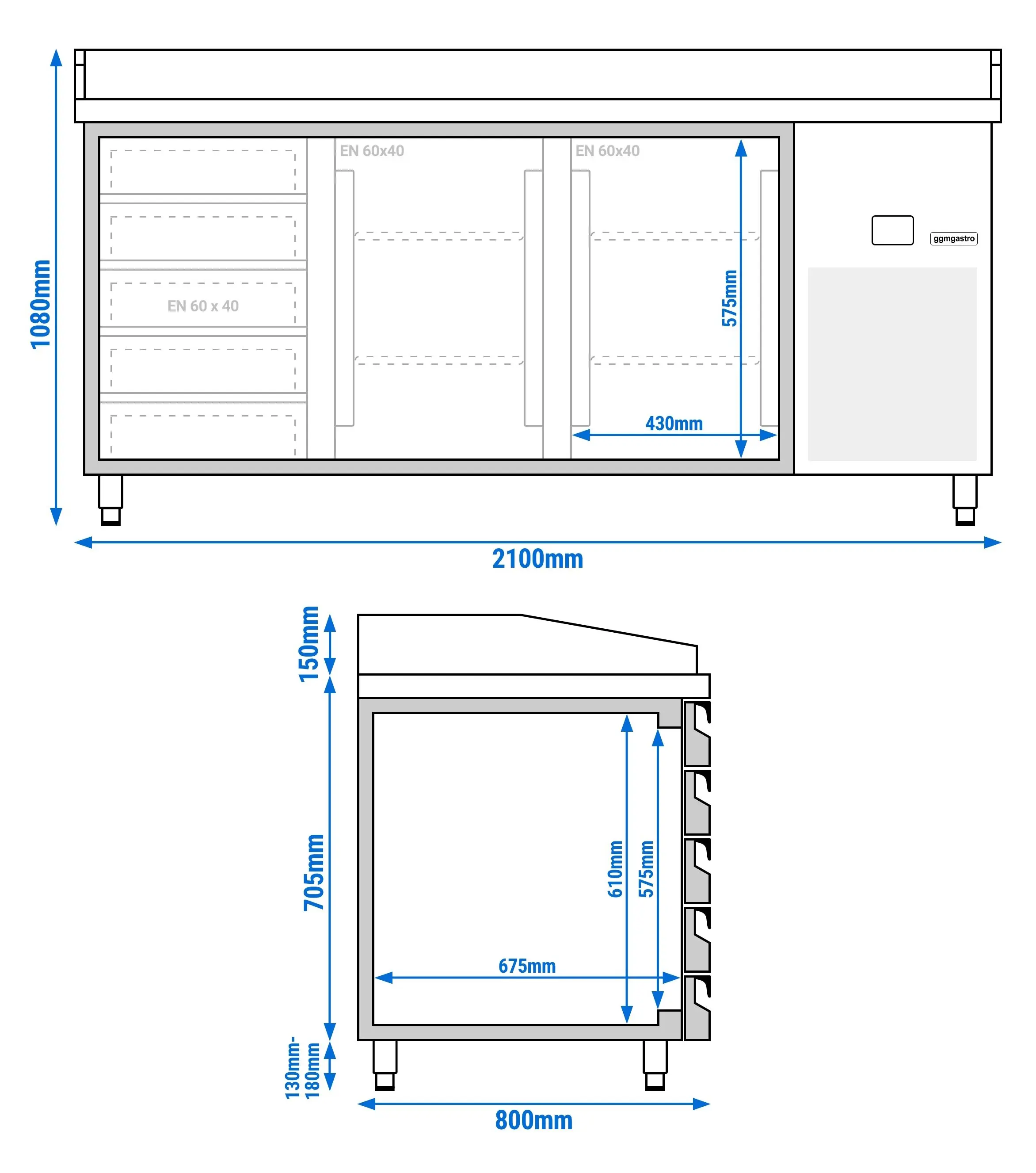 Masa frigorifica pentru pizza GGM Gastro POF218S-EF (Inox) - 9