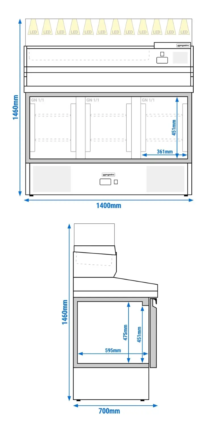 Masa frigorifica pentru pizza GGM Gastro POG147ND#AGS143LND (Inox) - 7