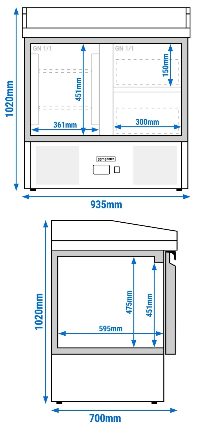 Холодильный стол для пиццы GGM Gastro POG97ND#SBG1212 (Inox) - 8