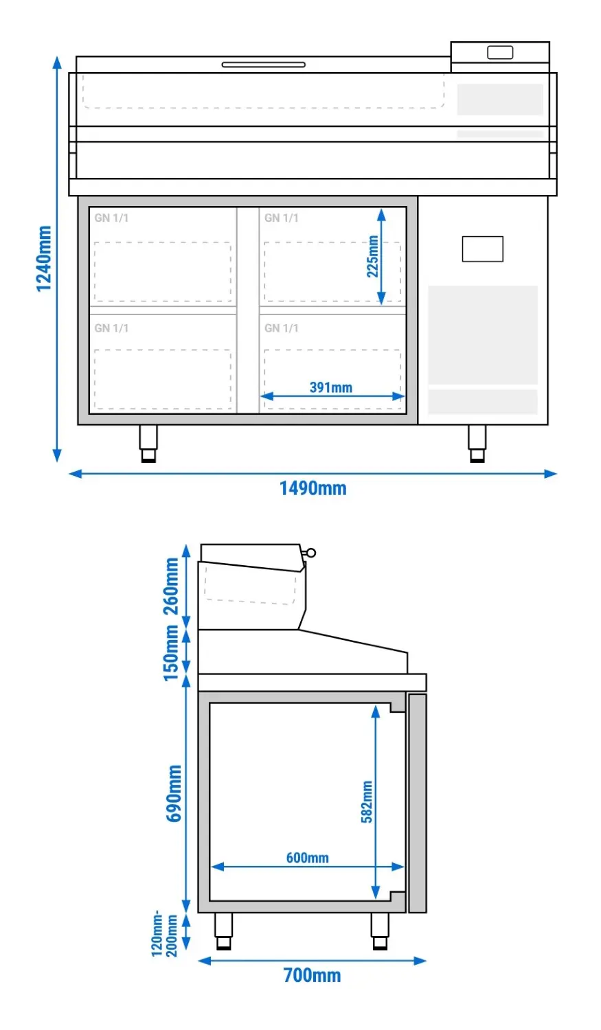 Masa frigorifica pentru pizza GGM Gastro POI157S1212#AEI153 (Inox) - 6