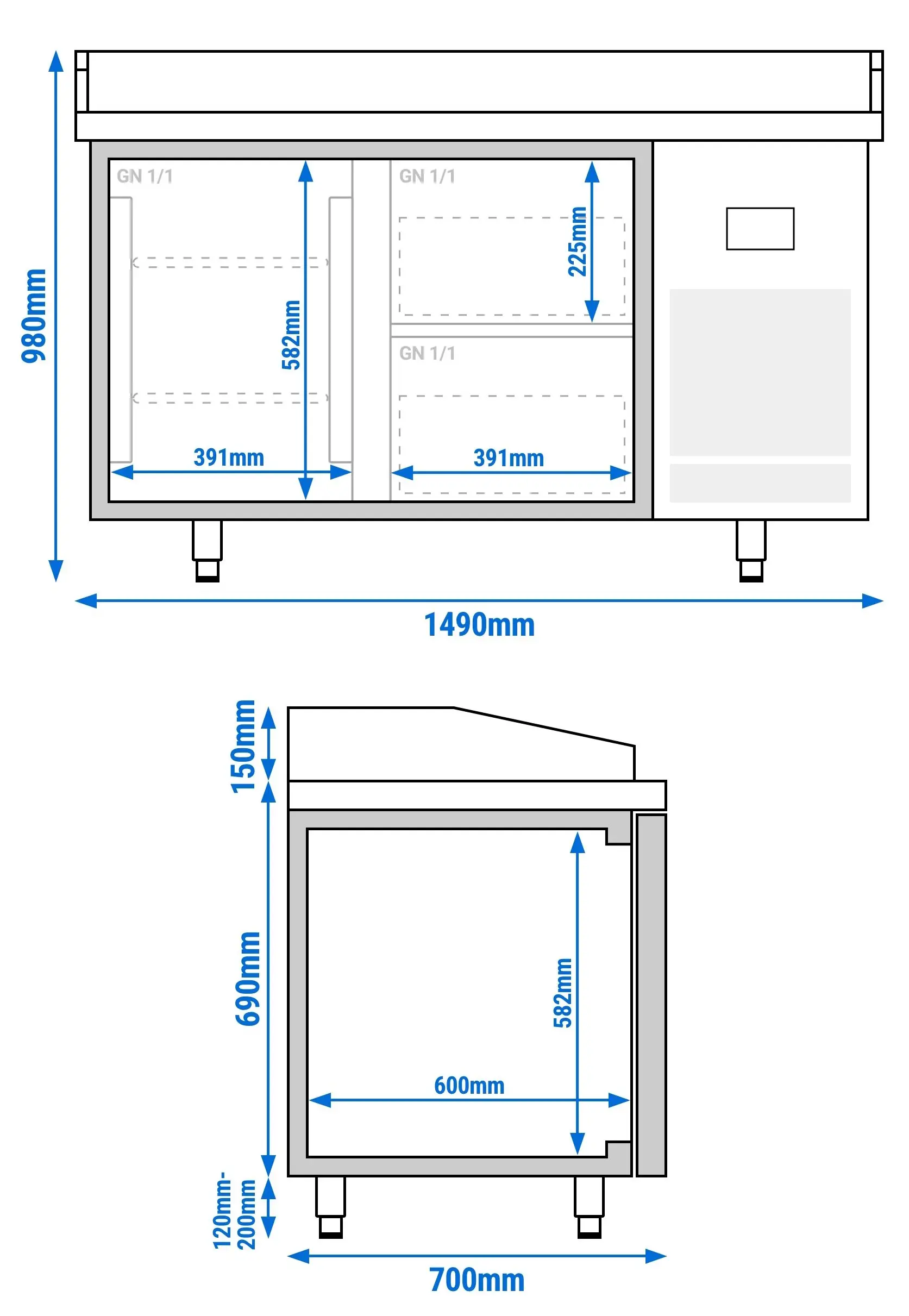 Masa frigorifica pentru pizza GGM Gastro POI157T1S1212 (Inox) - 8