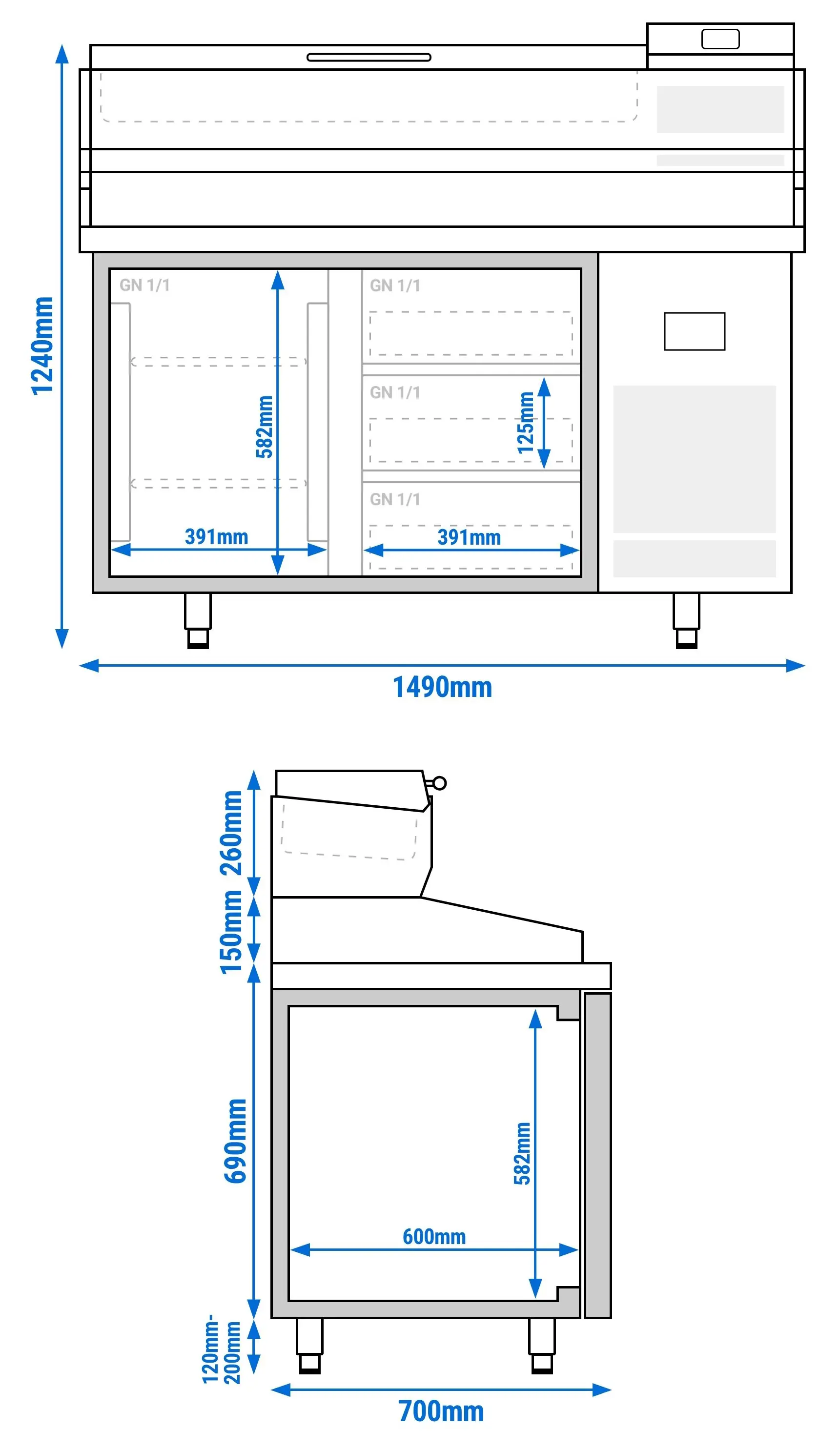 Холодильный стол для пиццы GGM Gastro POI157T1S1313#AEI153 (Inox) - 9