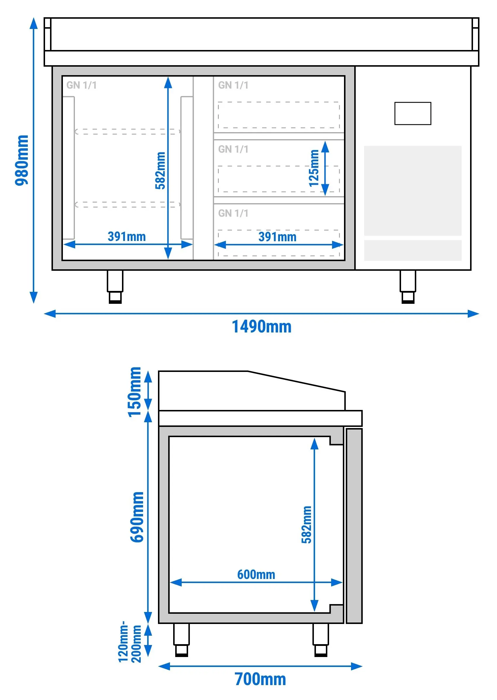 Masa frigorifica pentru pizza GGM Gastro POI157T1S1313 (Inox) - 8