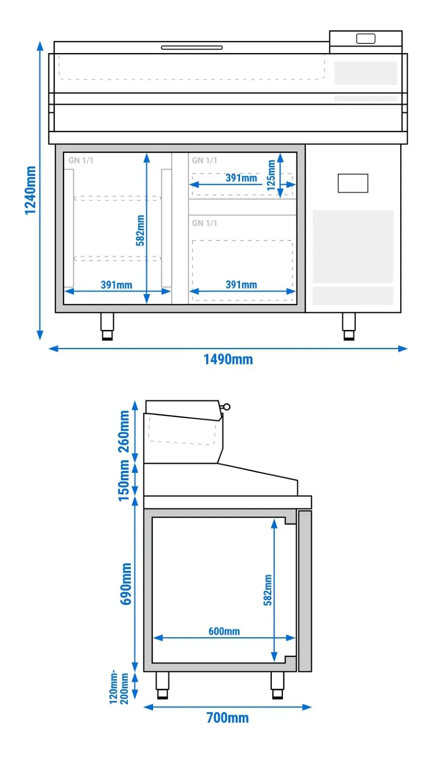 Masa frigorifica pentru pizza GGM Gastro POI157T1S2313#AEI153 (Inox) - 8