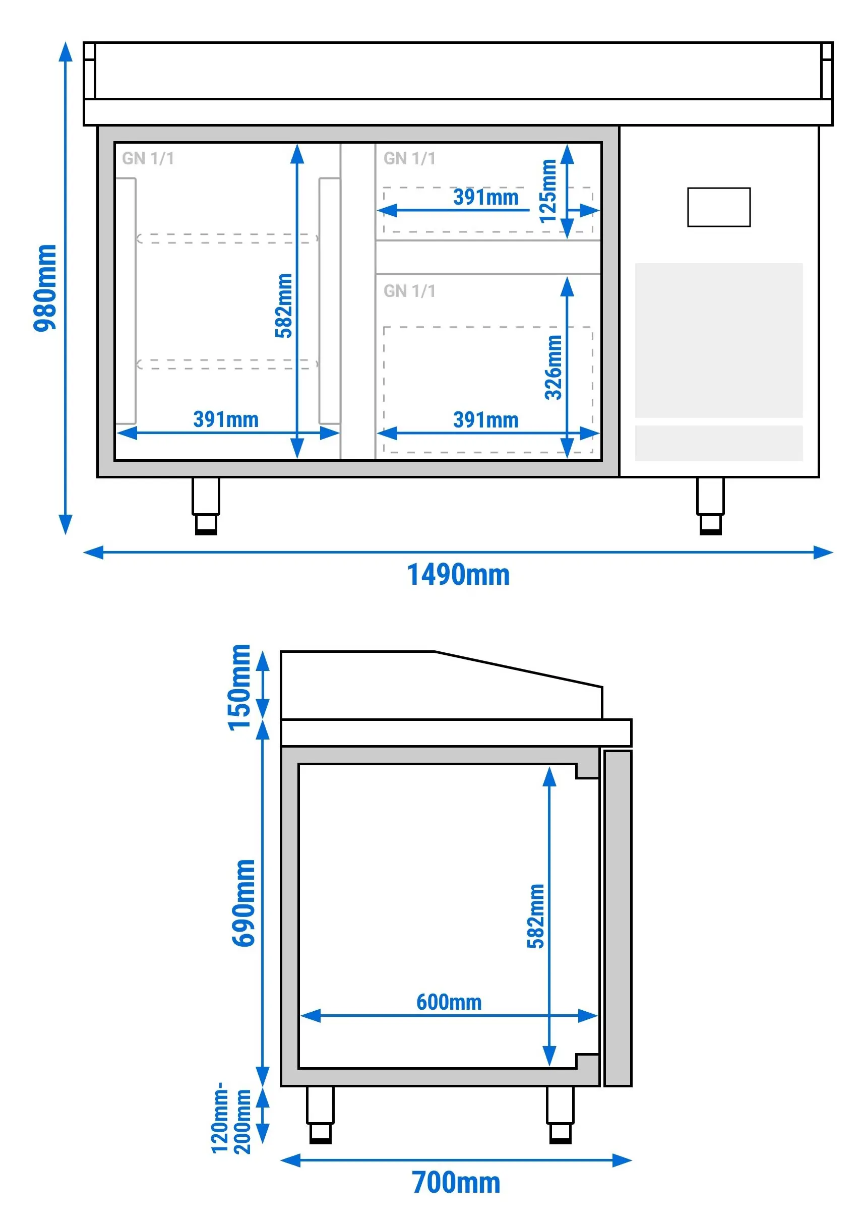 Masa frigorifica pentru pizza GGM Gastro POI157T1S2313 (Inox) - 8