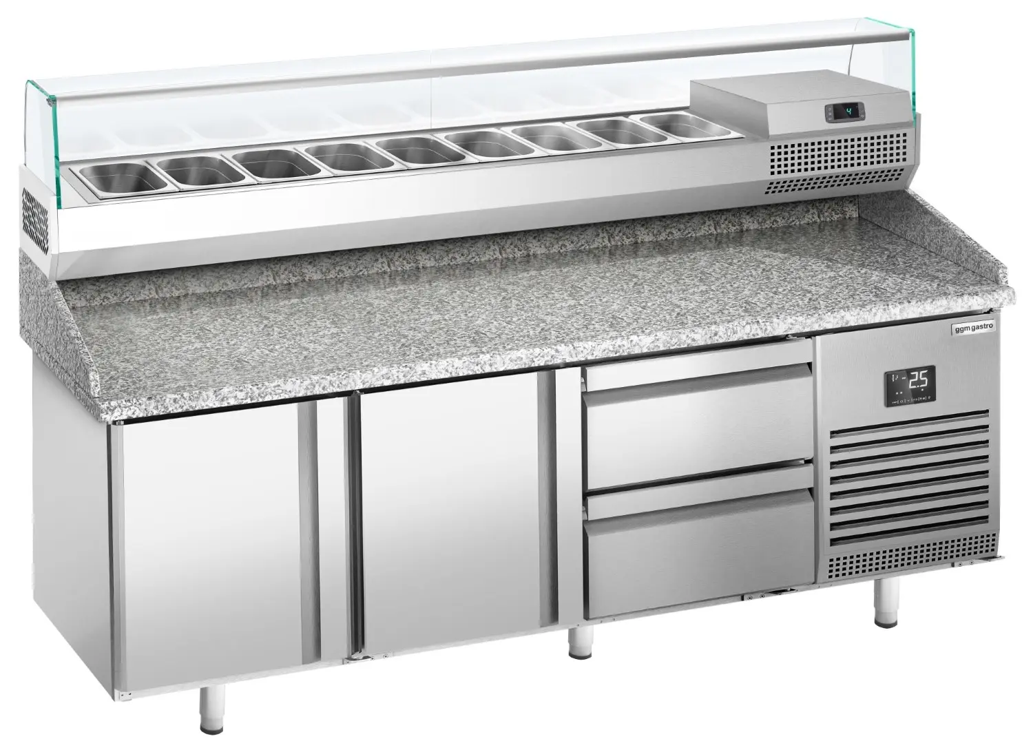 Холодильный стол для пиццы GGM Gastro POI207T2S1212#AGI203 (Inox) - 2