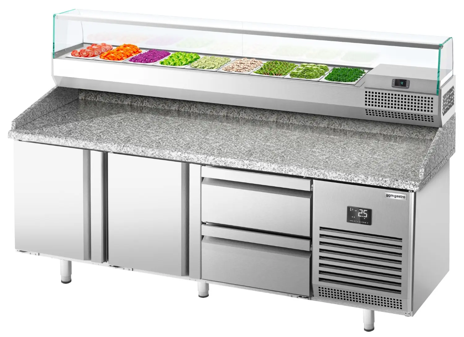 Холодильный стол для пиццы GGM Gastro POI207T2S1212#AGI203 (Inox) - 3