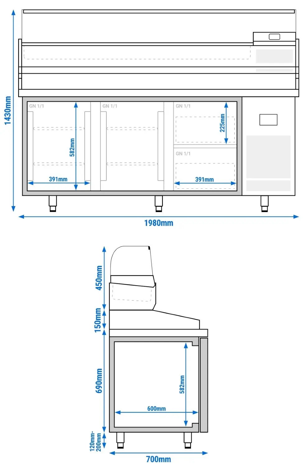Холодильный стол для пиццы GGM Gastro POI207T2S1212#AGI203 (Inox) - 10
