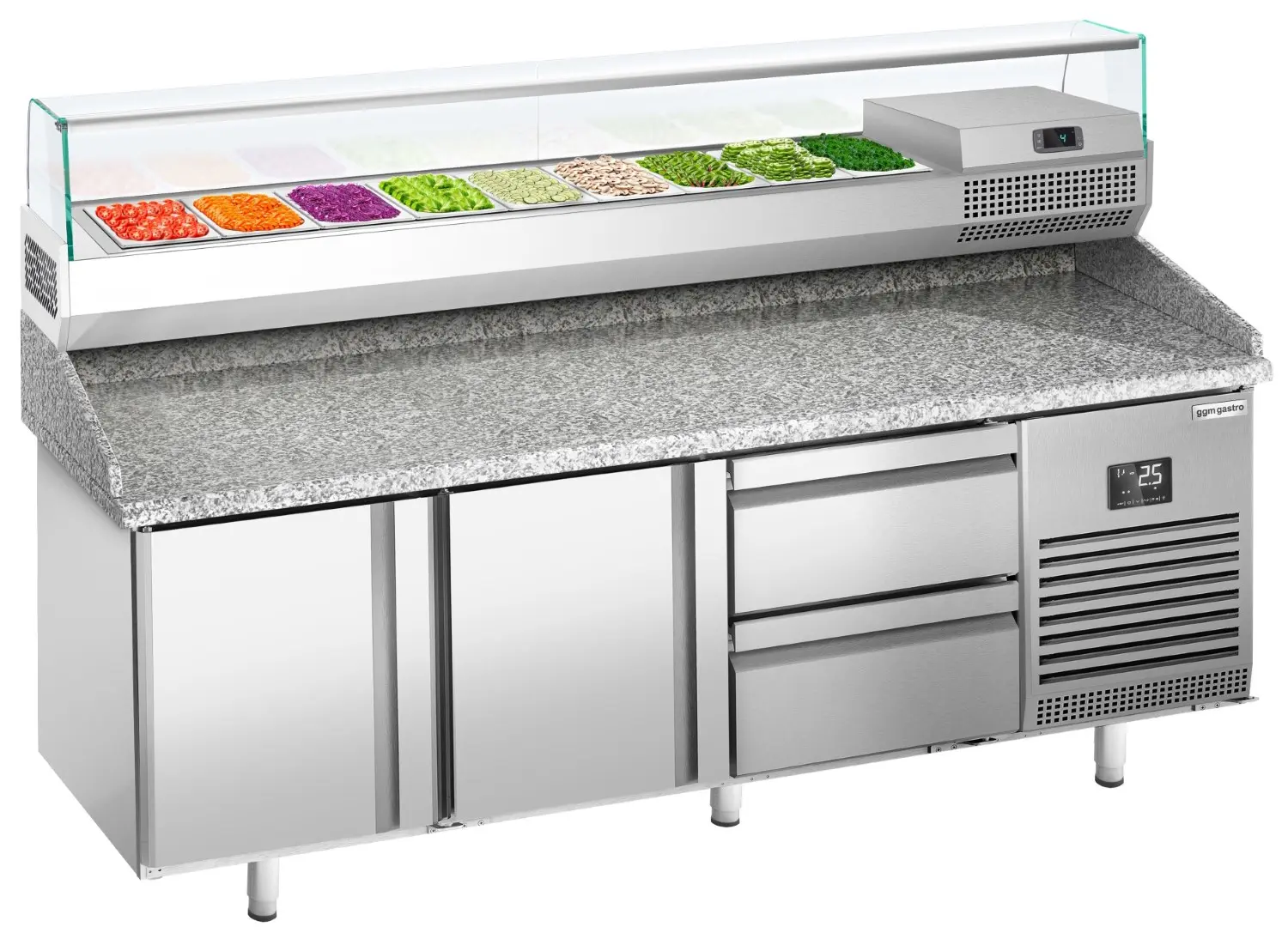 Холодильный стол для пиццы GGM Gastro POI207T2S1212#AGI203 (Inox)