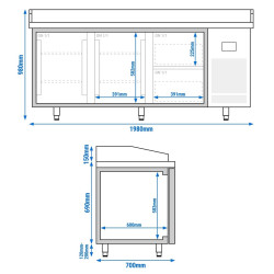 Masa frigorifica pentru pizza GGM Gastro POI207T2S1212 (Inox) Thumb