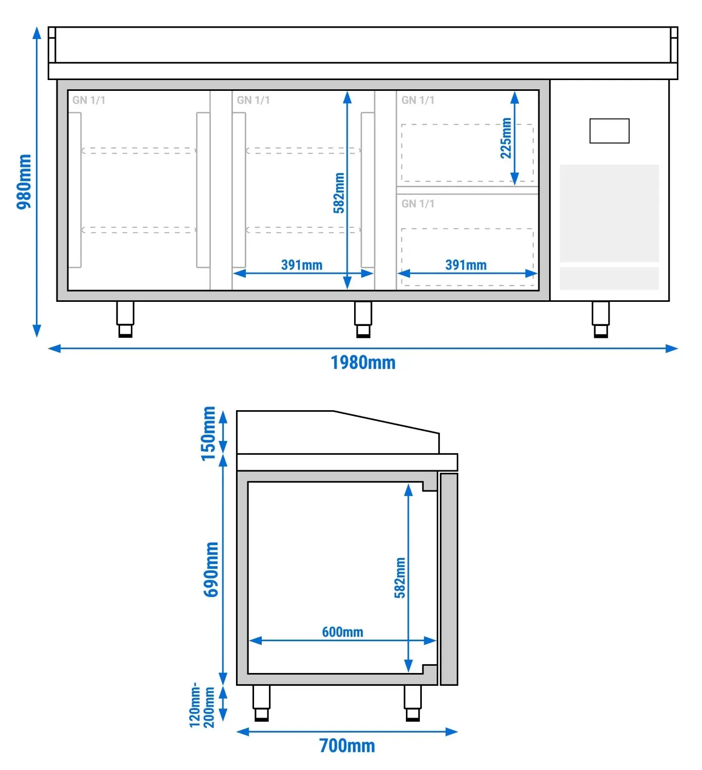 Masa frigorifica pentru pizza GGM Gastro POI207T2S1212 (Inox) - 8