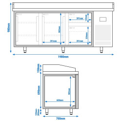 Masa frigorifica pentru pizza GGM Gastro POI207T2S2313 (Inox) Thumb