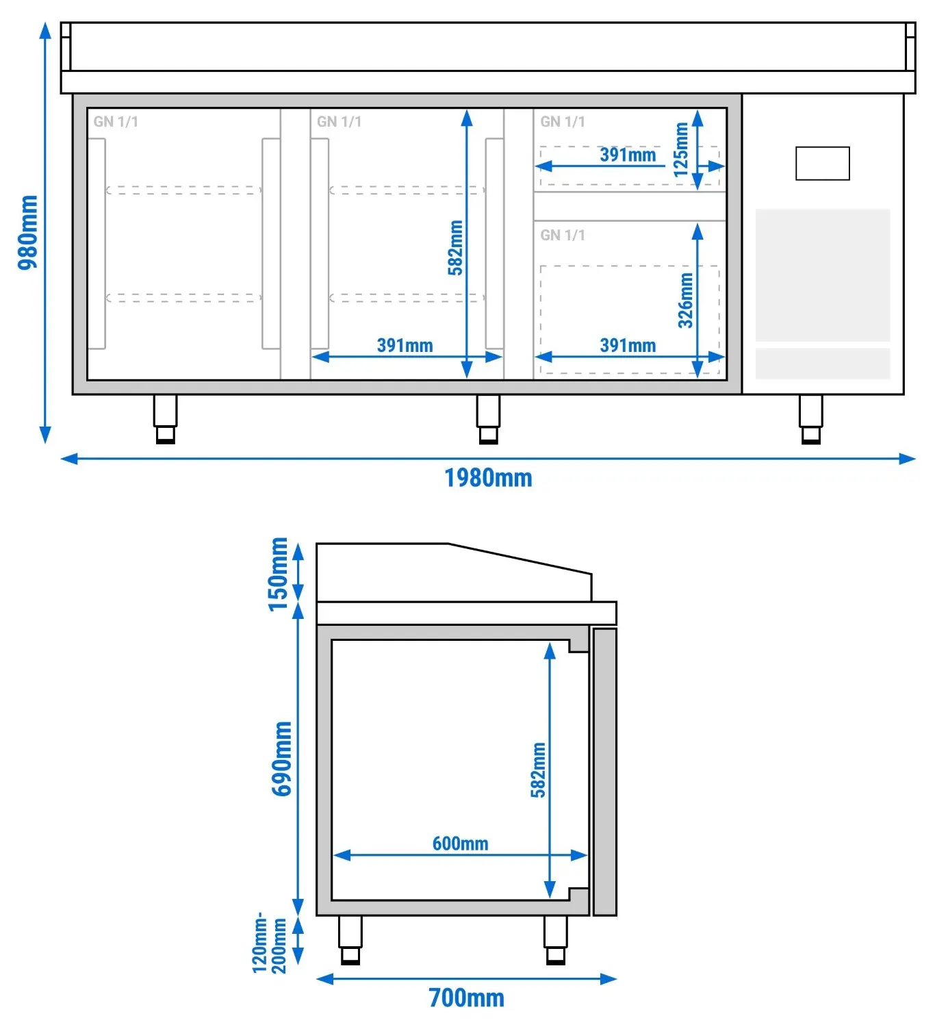Masa frigorifica pentru pizza GGM Gastro POI207T2S2313 (Inox) - 9