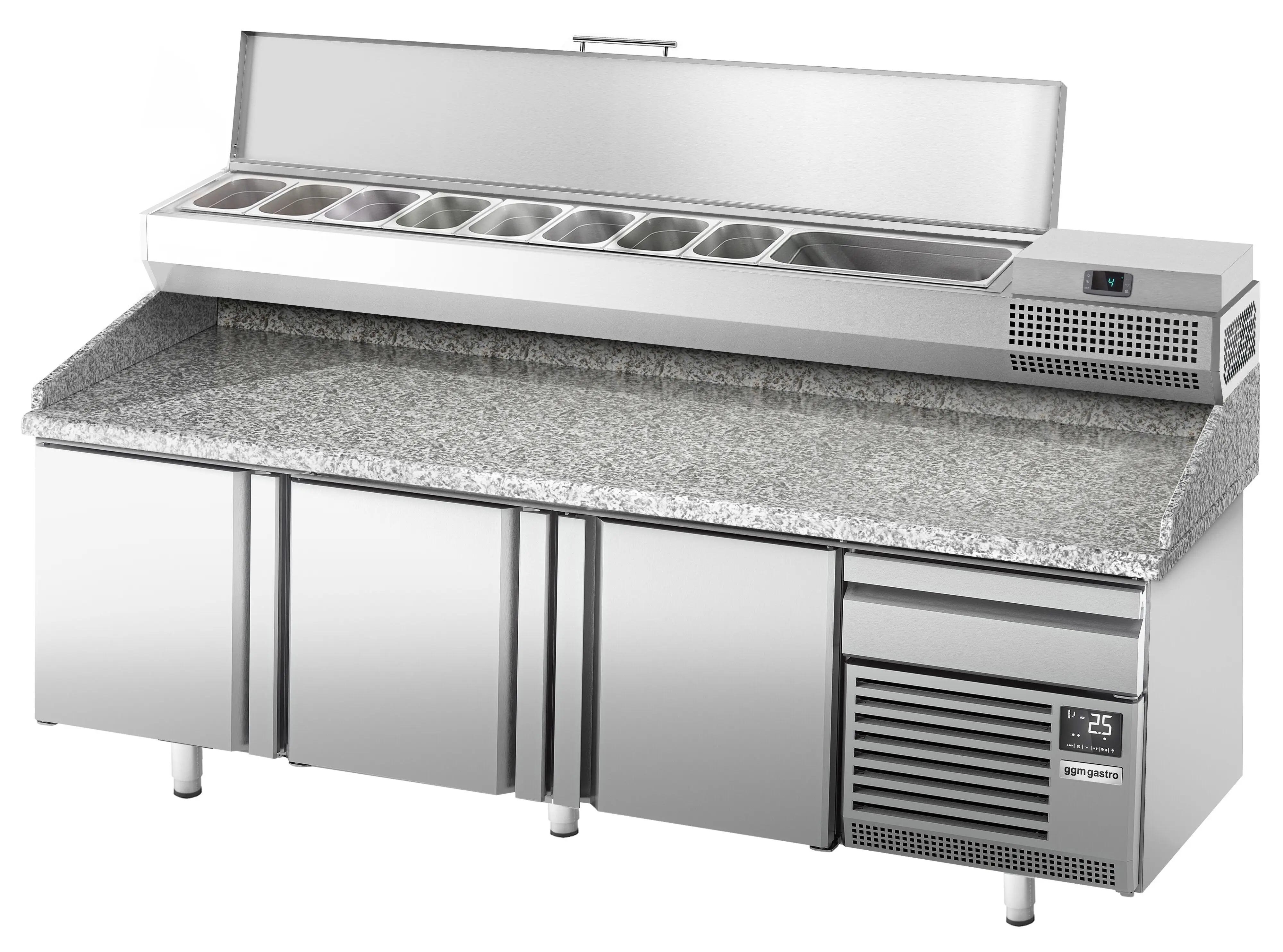 Masa frigorifica pentru pizza GGM Gastro POI238#AEI234 (Inox) - 4