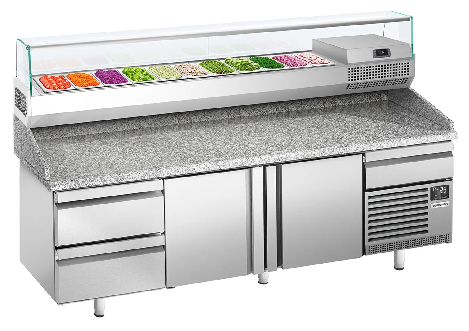 Masa frigorifica pentru pizza GGM Gastro POI238S2#AGI233 (Inox)
