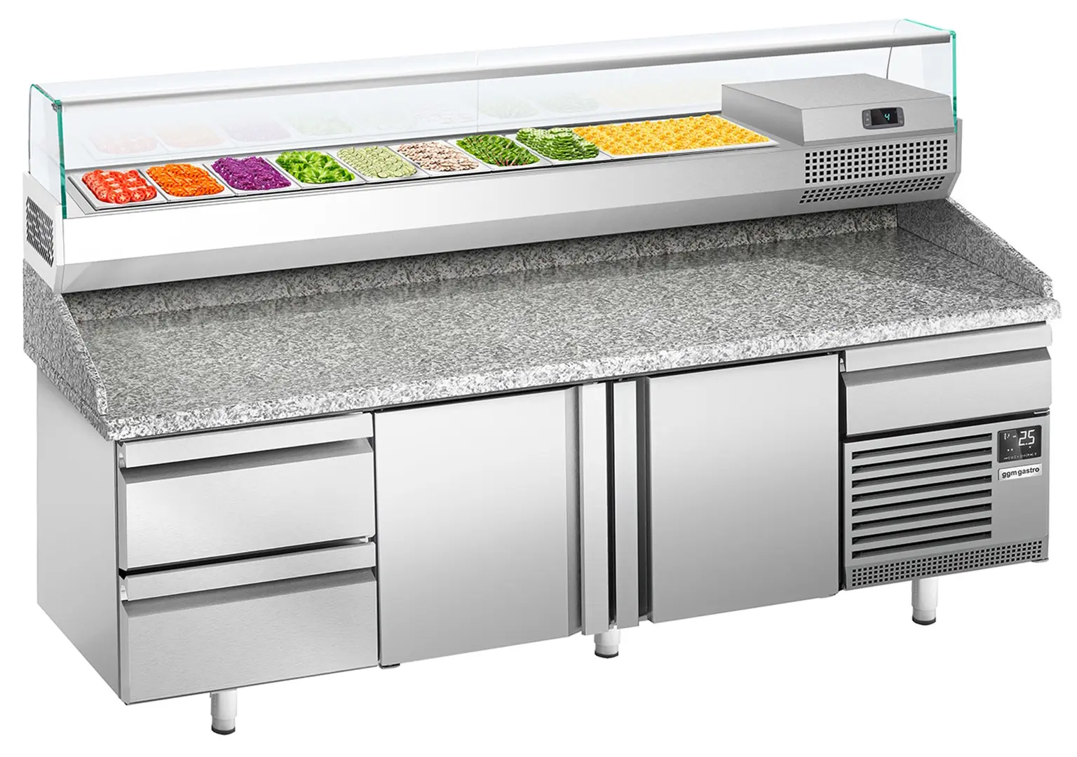 Masa frigorifica pentru pizza GGM Gastro POI238S2#AGI234 (Inox)