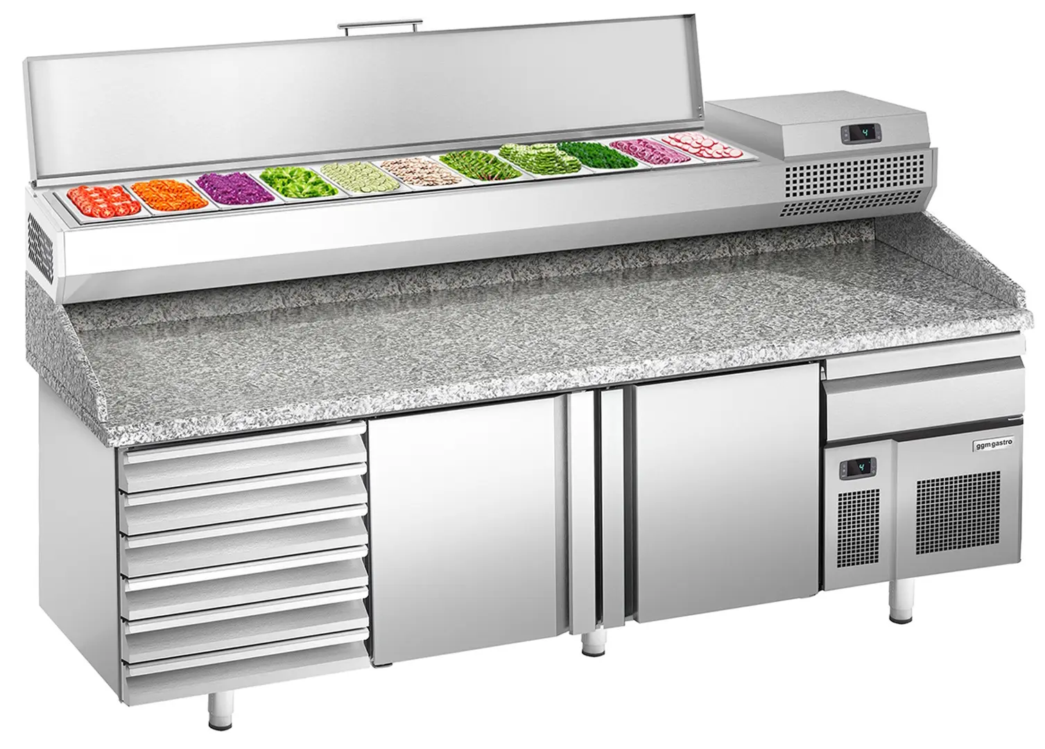 Masa frigorifica pentru pizza GGM Gastro POI238S6#AEI233 (Inox)