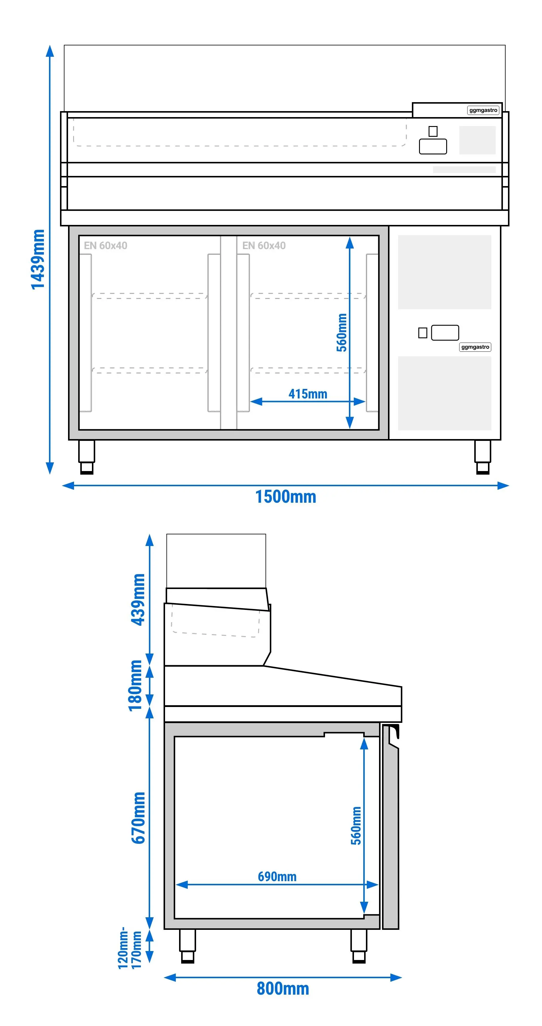 Холодильный стол для пиццы GGM Gastro POS158ND#AGG153ND (Inox) - 8
