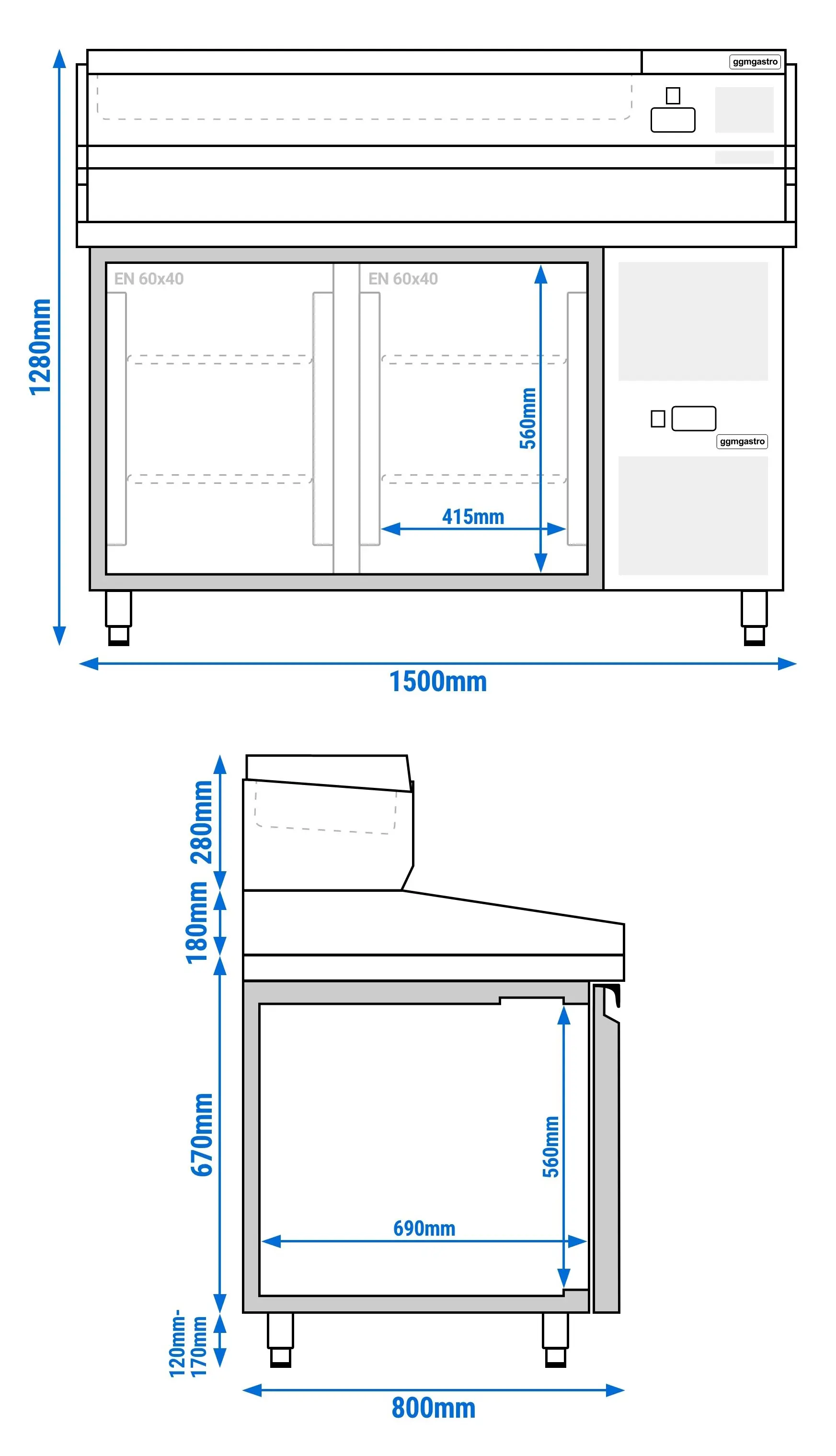 Холодильный стол для пиццы GGM Gastro POS158ND#AGG154END (Inox) - 10