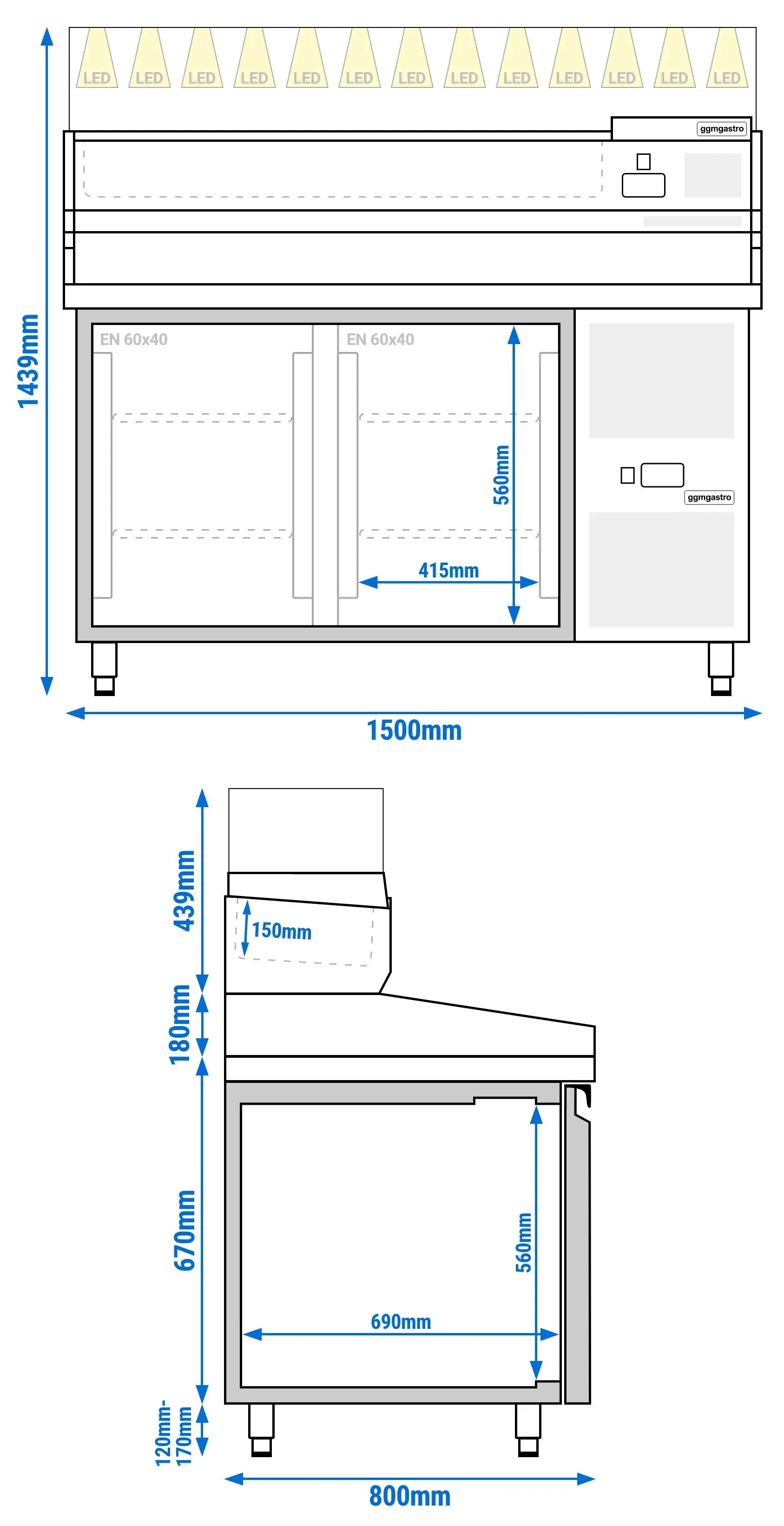 Masa frigorifica pentru pizza GGM Gastro POS158ND#AGS153LND (Inox) - 9