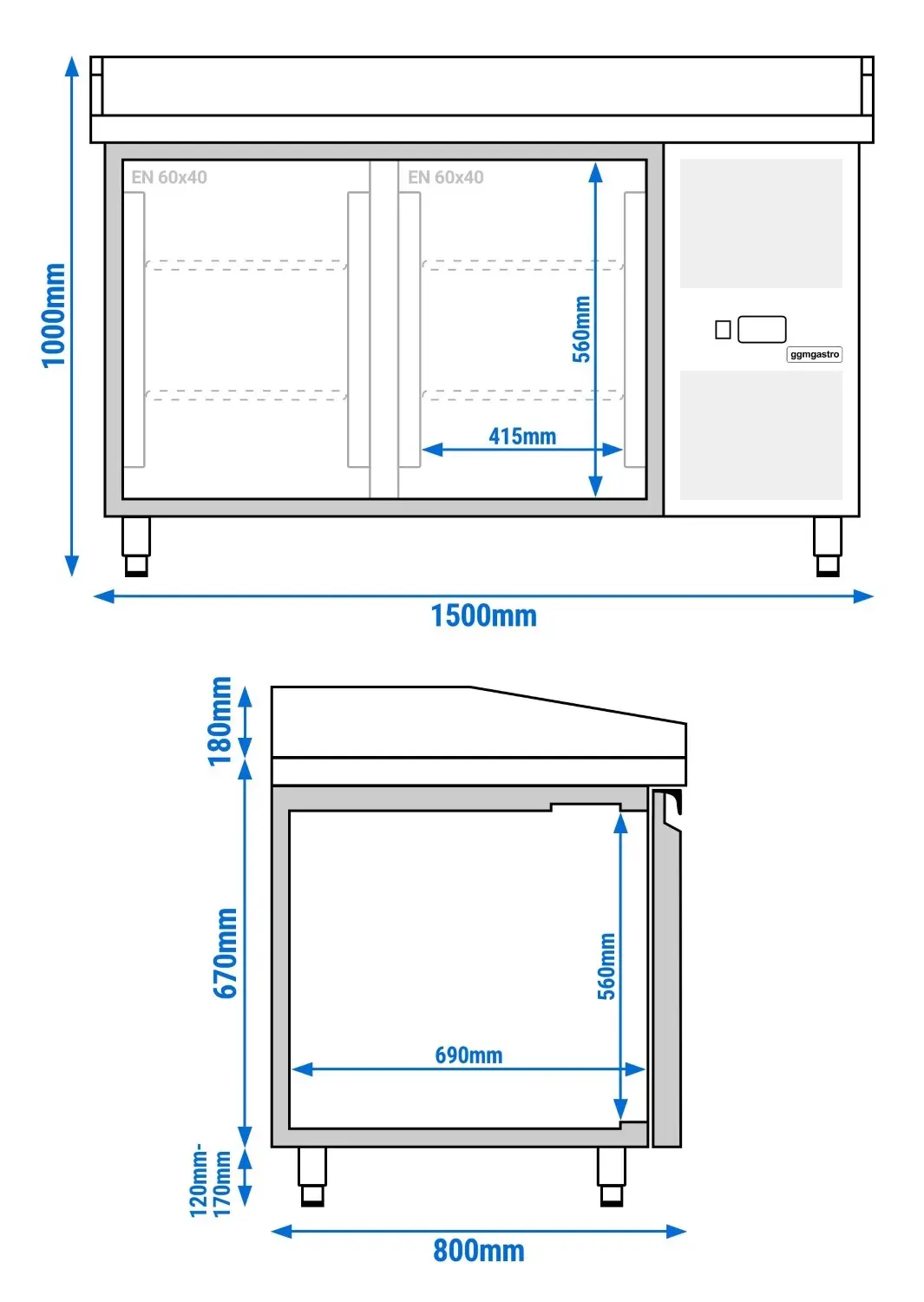 Холодильный стол для пиццы GGM Gastro POS158ND (Inox) - 6
