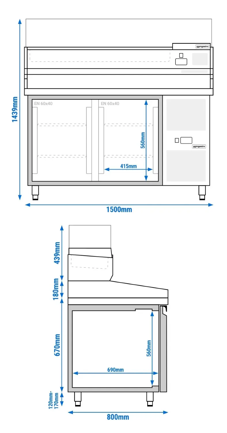 Холодильный стол для пиццы GGM Gastro POS158SG#AGG153ND (Inox) - 11
