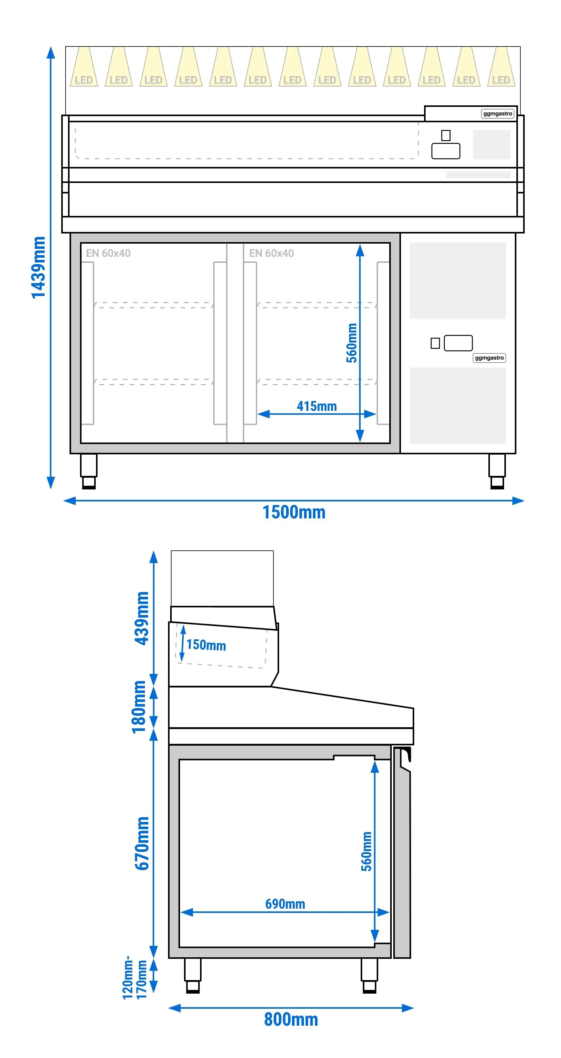 Masa frigorifica pentru pizza GGM Gastro POS158SG#AGS153LND (Inox) - 10