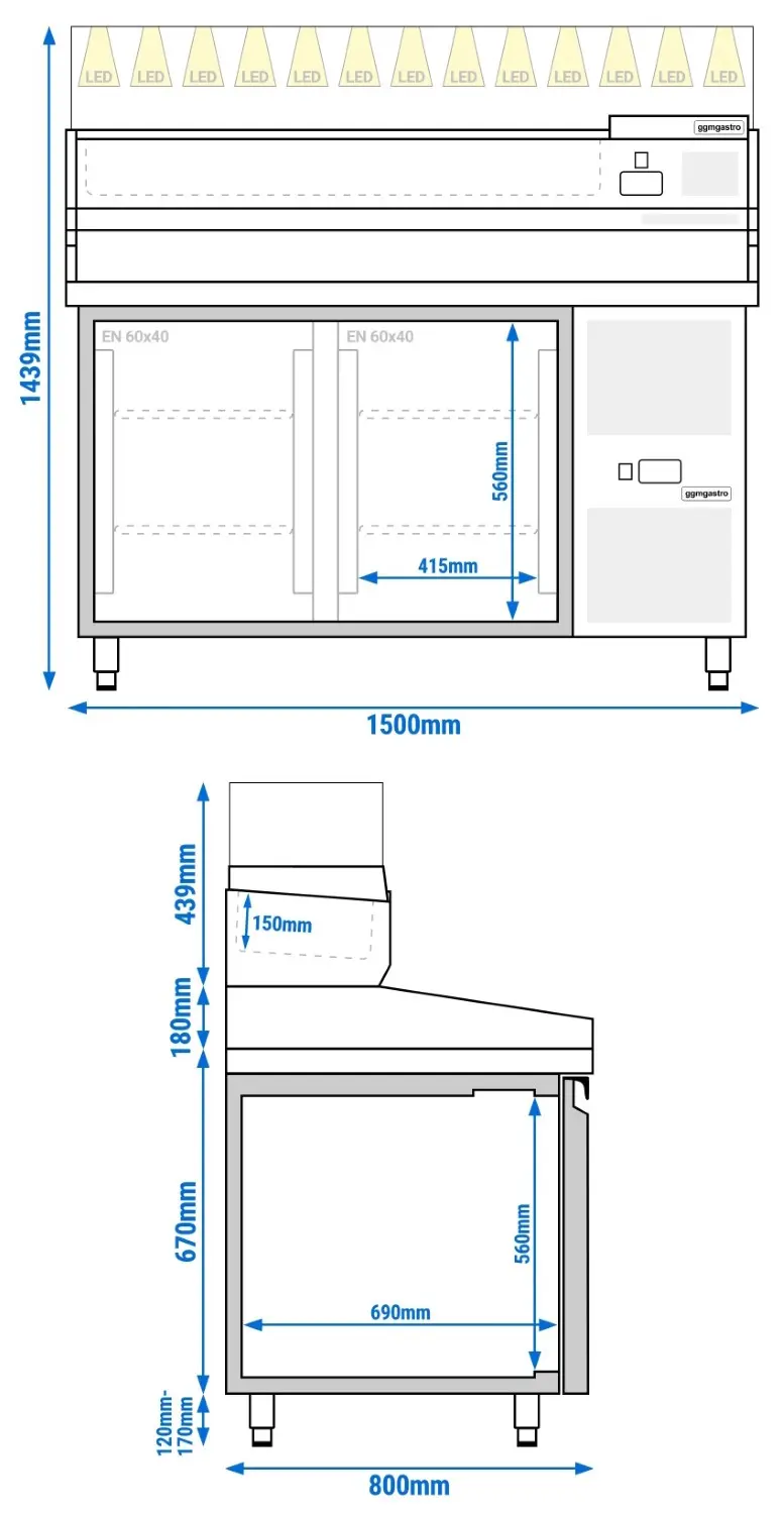 Masa frigorifica pentru pizza GGM Gastro POS158SG#AGS154LND (Inox) - 11