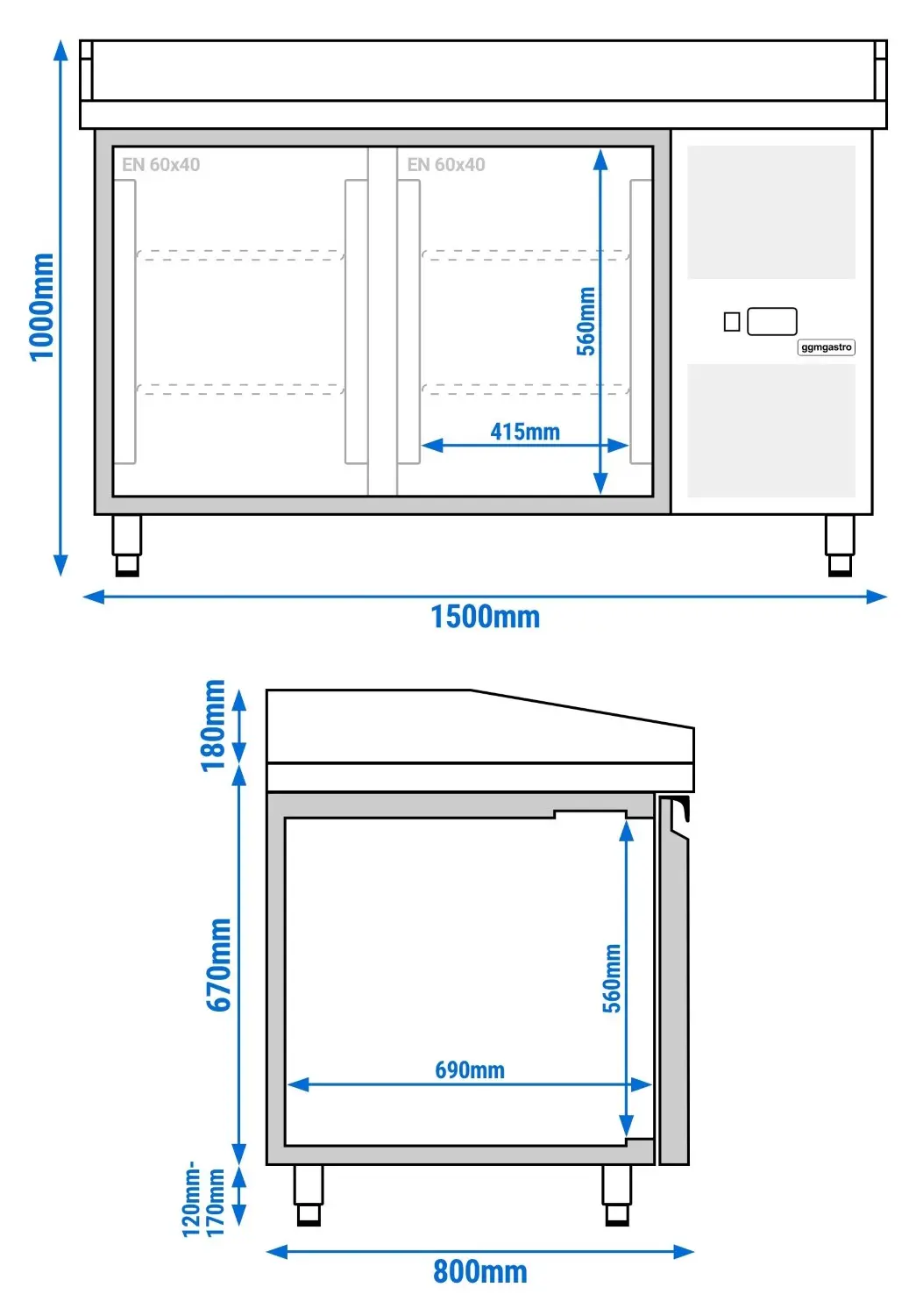 Холодильный стол для пиццы GGM Gastro POS158SG (Inox) - 9