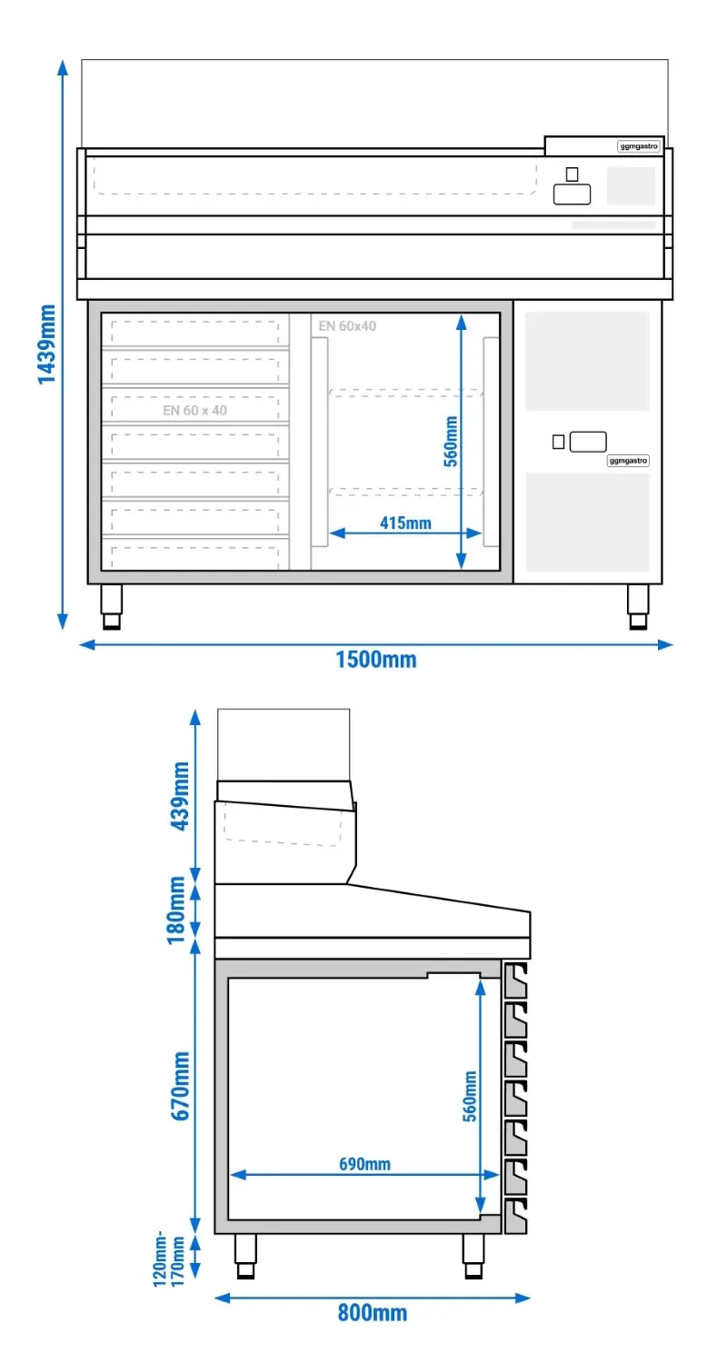 Masa frigorifica pentru pizza GGM Gastro POS158SND#AGG153ND (Inox) - 7