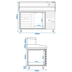 Холодильный стол для пиццы GGM Gastro POS158SND#AGG154END (Inox) Thumb