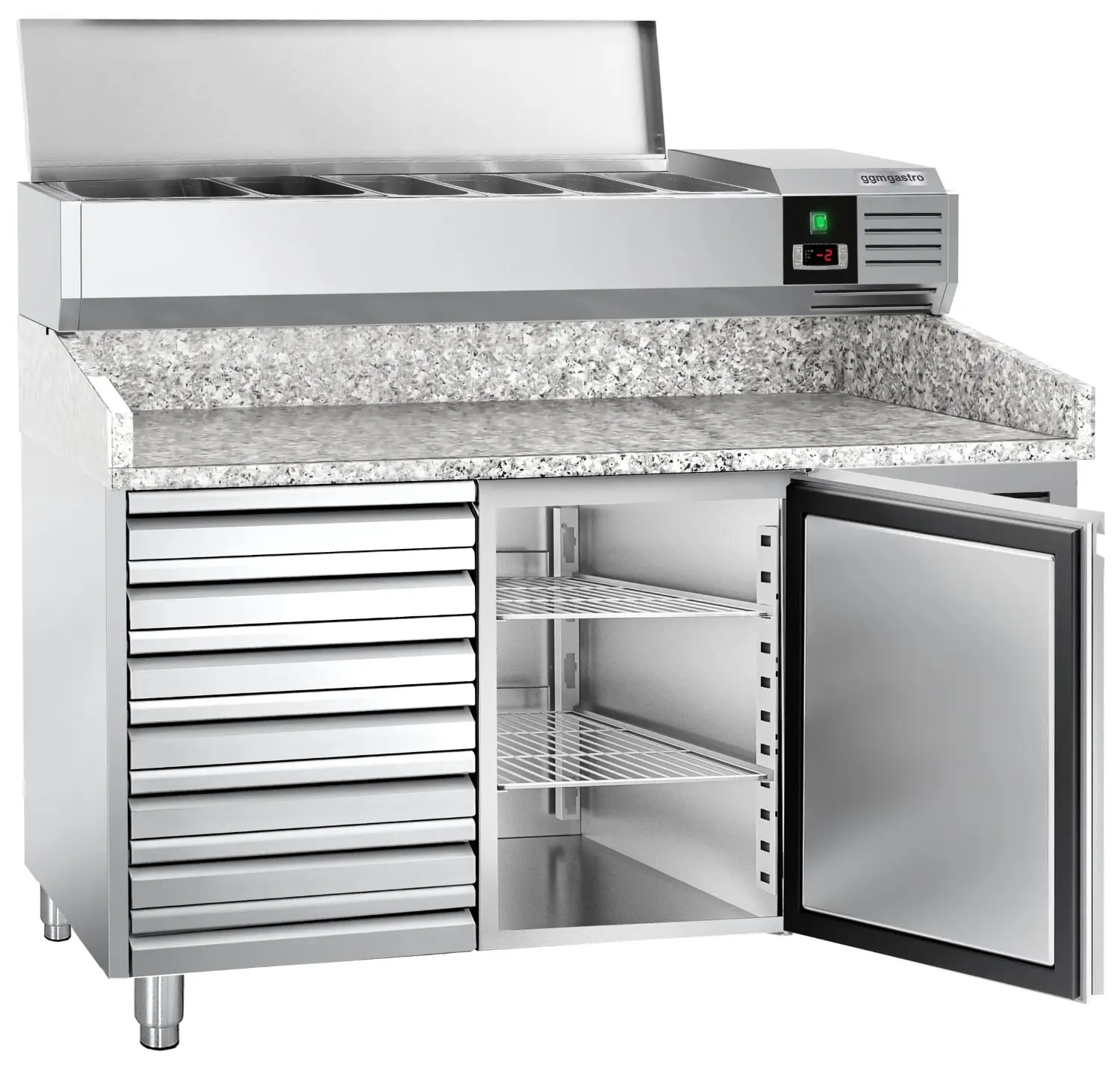 Холодильный стол для пиццы GGM Gastro POS158SND#AGG154END (Inox) - 4