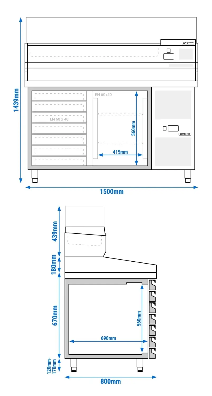 Masa frigorifica pentru pizza GGM Gastro POS158SND#AGG154ND (Inox) - 7