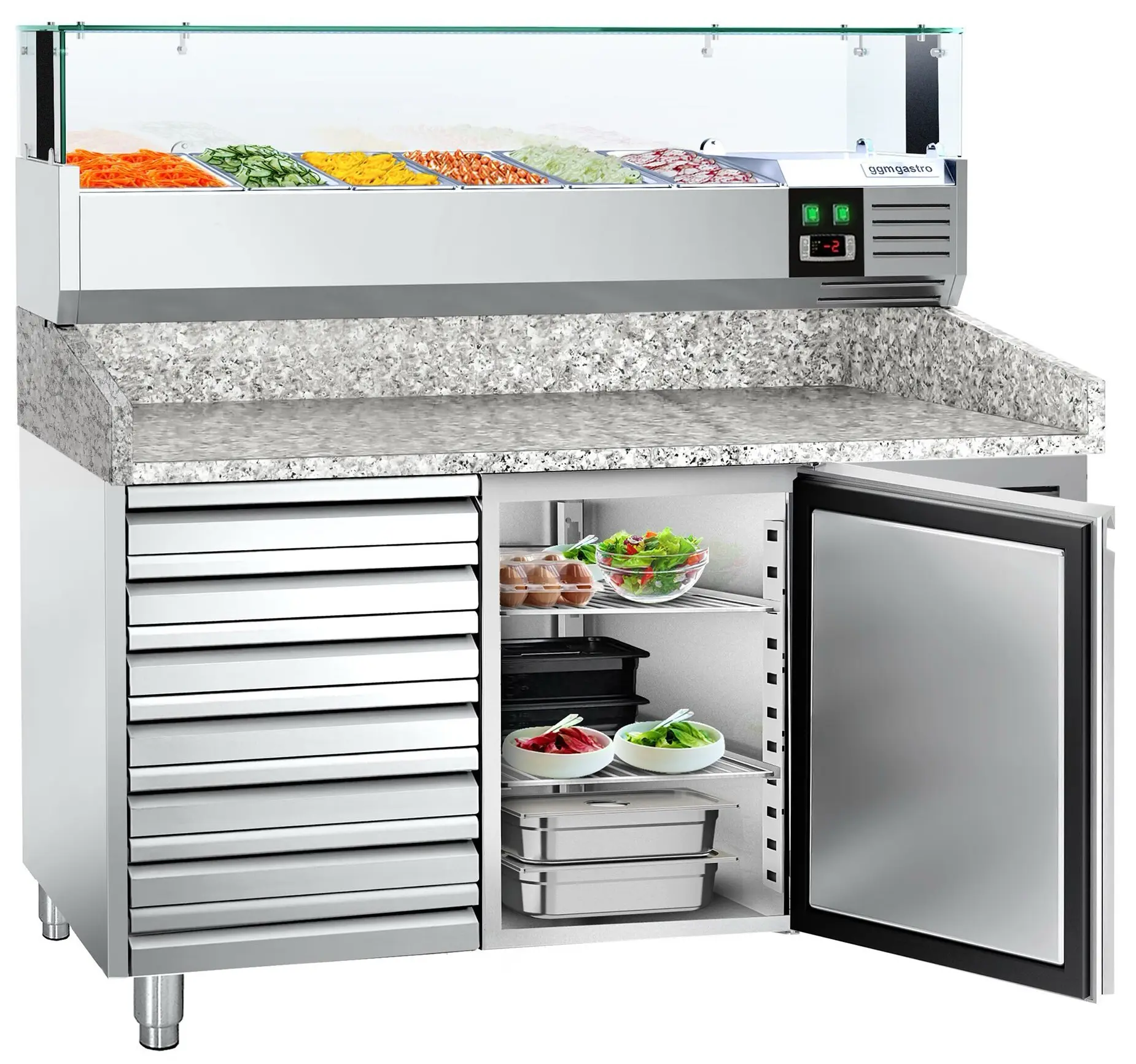 Холодильный стол для пиццы GGM Gastro POS158SND#AGS154LND (Inox) - 3