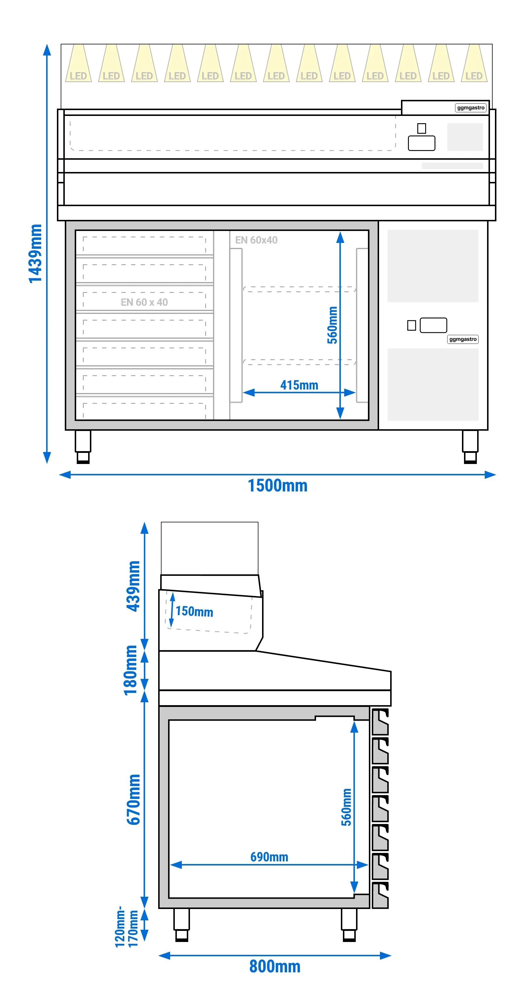 Холодильный стол для пиццы GGM Gastro POS158SND#AGS154LND (Inox) - 9