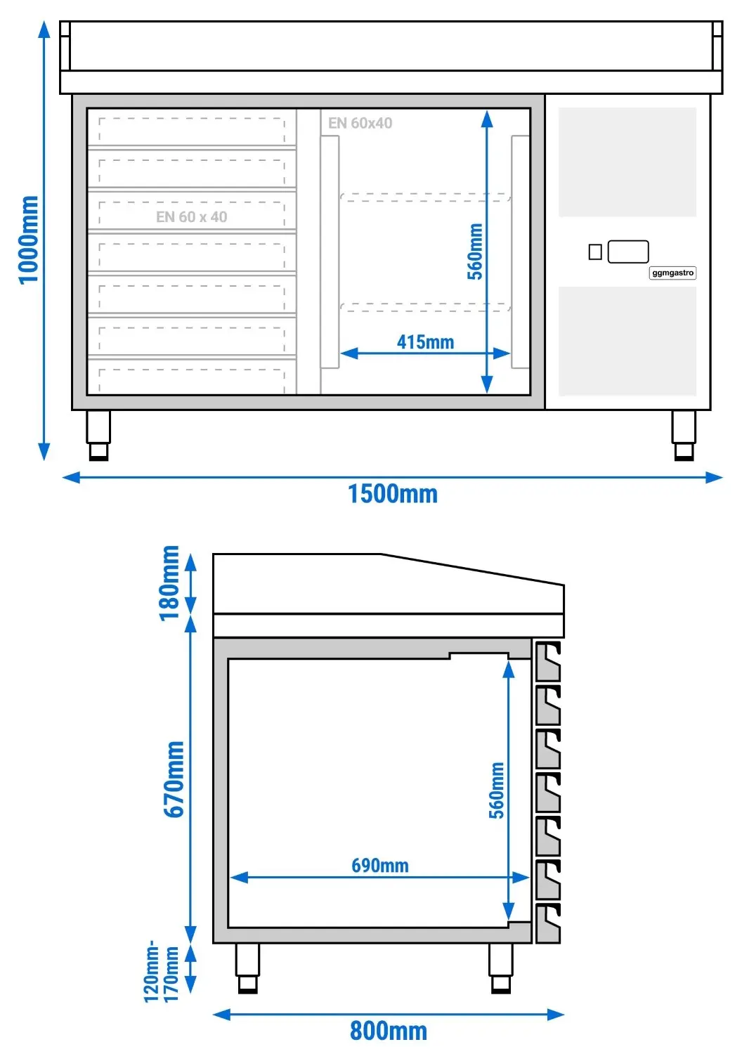 Masa frigorifica pentru pizza GGM Gastro POS158SND (Inox) - 10