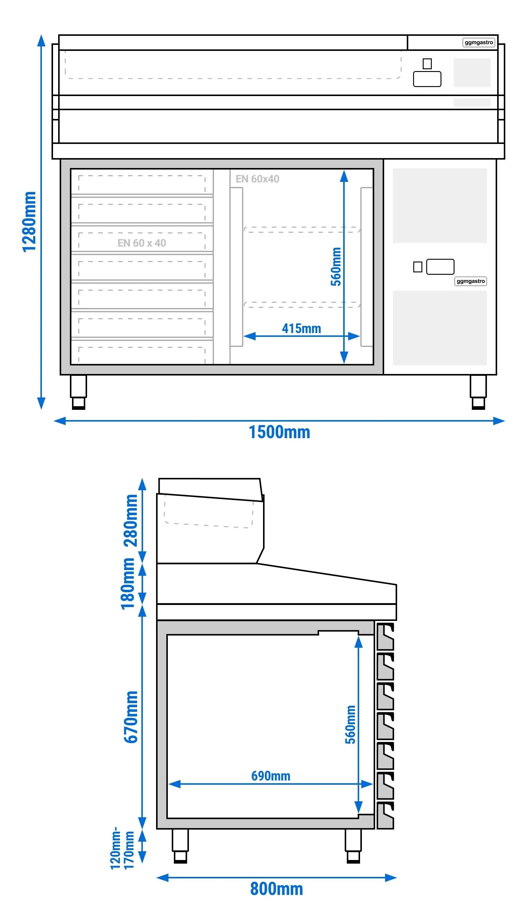 Холодильный стол для пиццы GGM Gastro POS158SSG#AGG153END (Inox) - 10