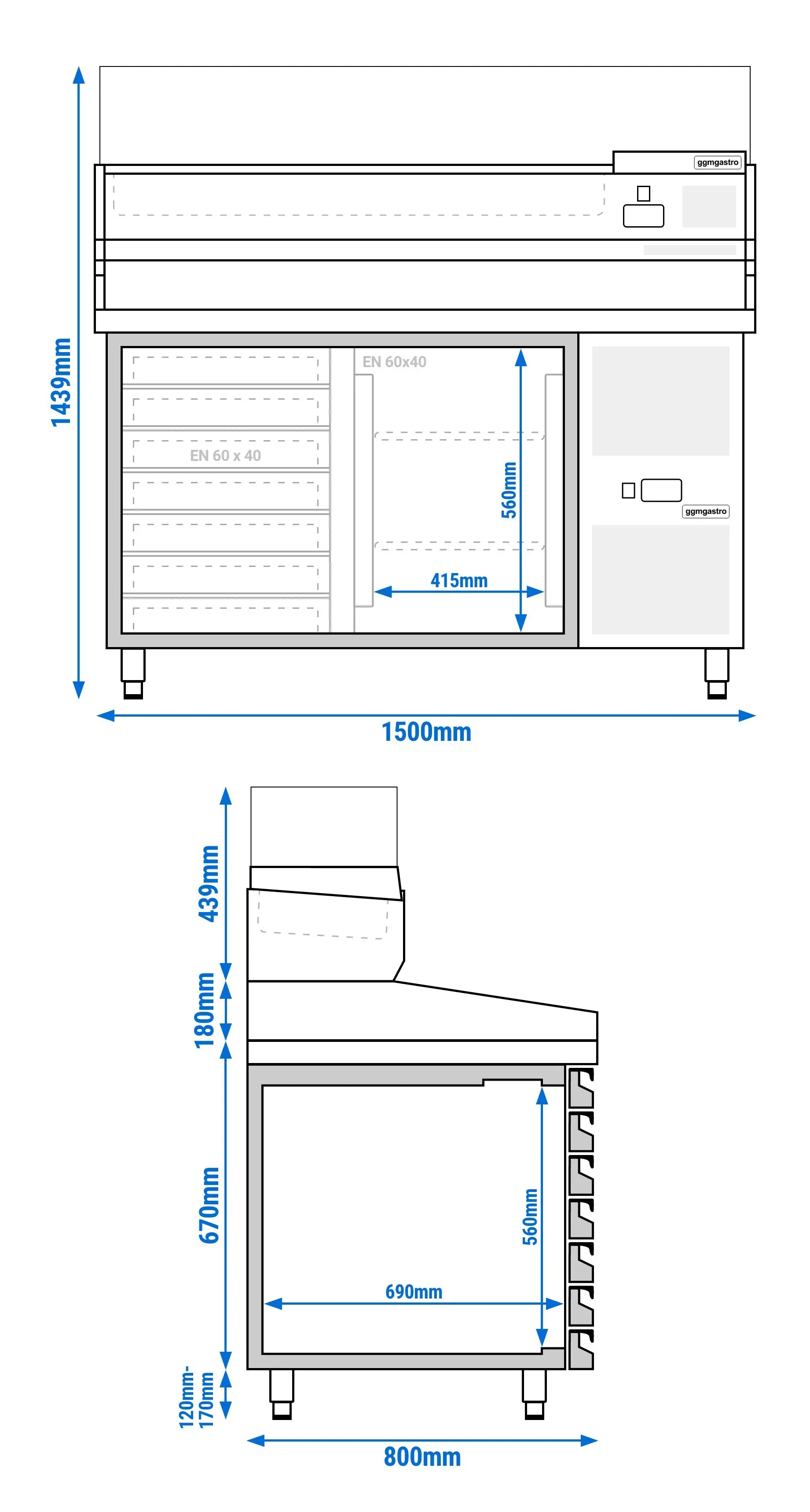 Холодильный стол для пиццы GGM Gastro POS158SSG#AGG153ND (Inox) - 10