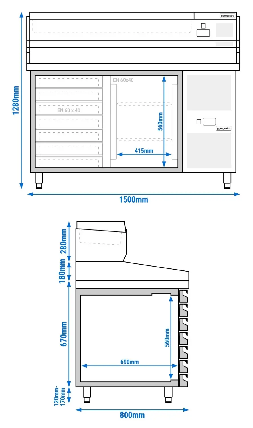 Masa frigorifica pentru pizza GGM Gastro POS158SSG#AGG154END (Inox) - 8