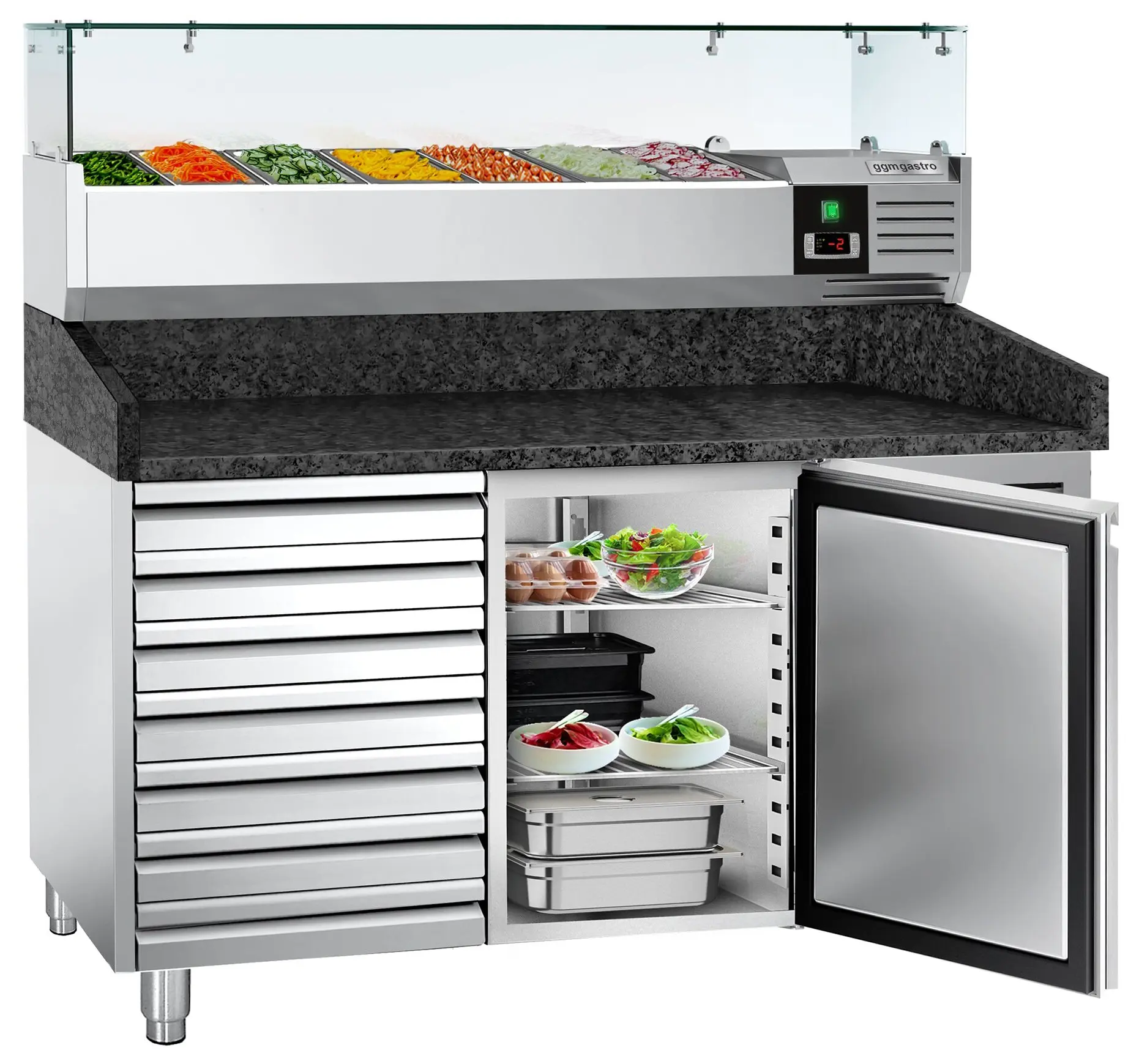 Холодильный стол для пиццы GGM Gastro POS158SSG#AGG154ND (Inox) - 4