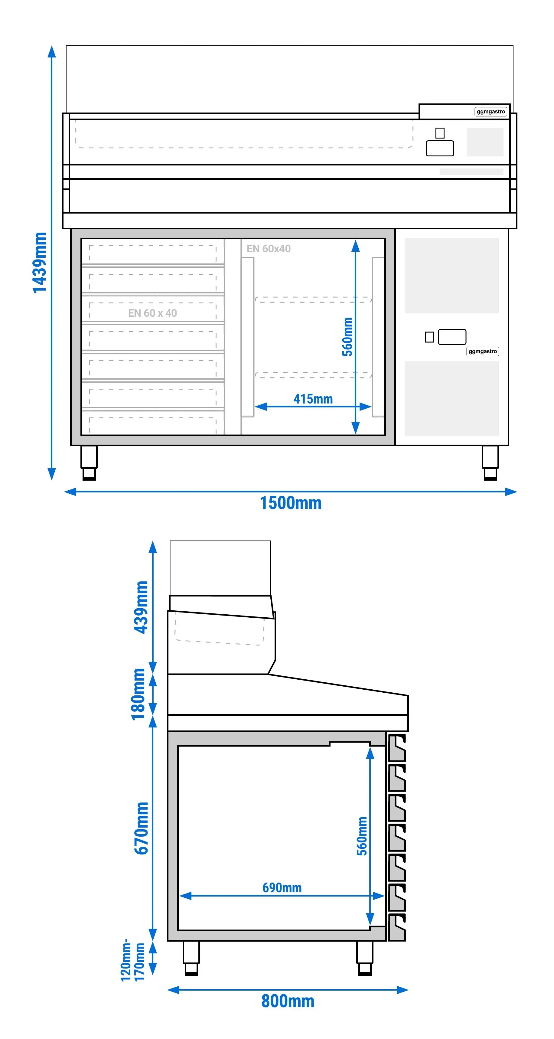 Холодильный стол для пиццы GGM Gastro POS158SSG#AGG154ND (Inox) - 10