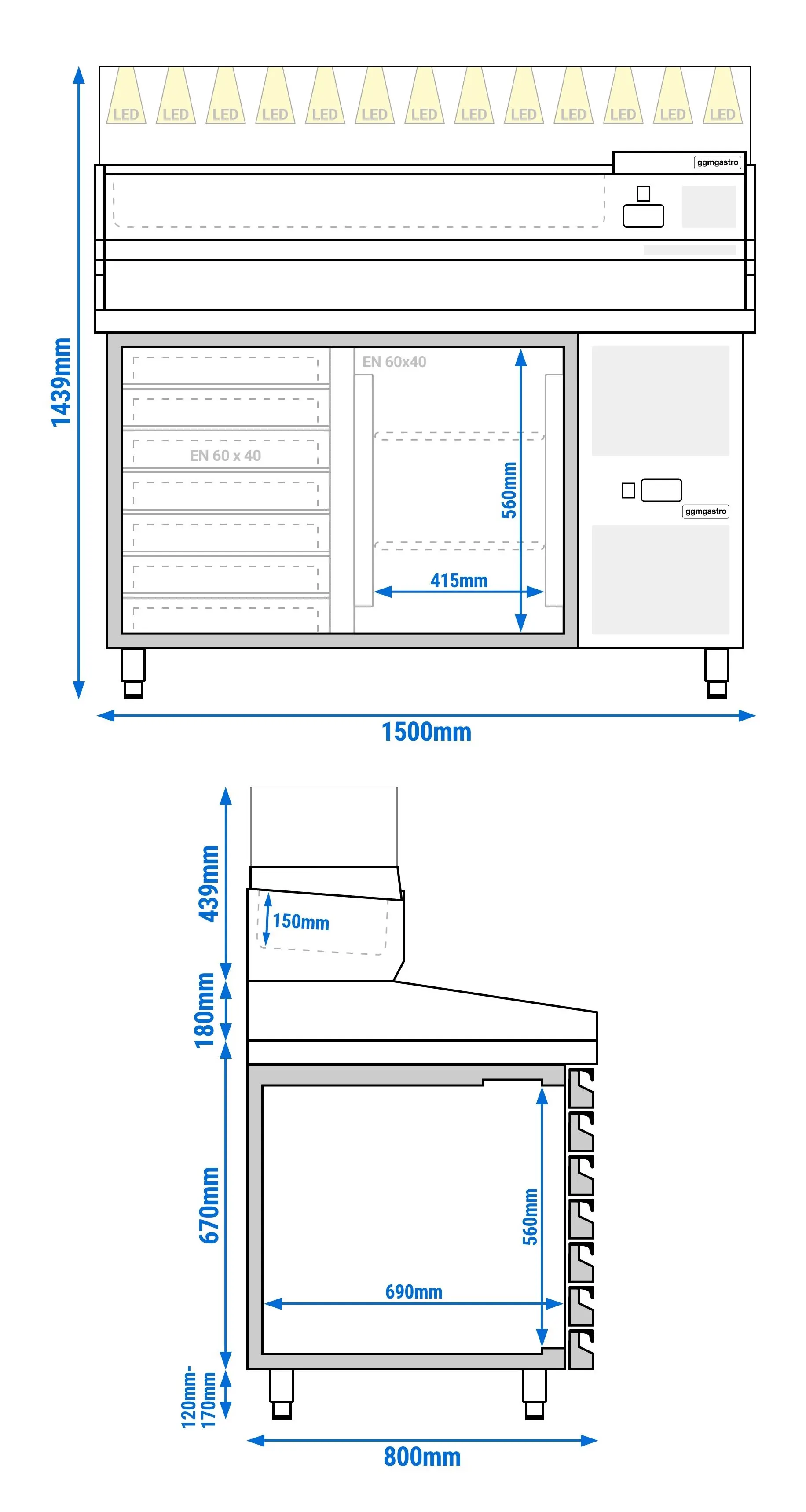 Холодильный стол для пиццы GGM Gastro POS158SSG#AGS153LND (Inox) - 10