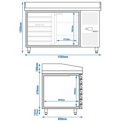 Masa frigorifica pentru pizza GGM Gastro POS158SSG (Inox) Thumb