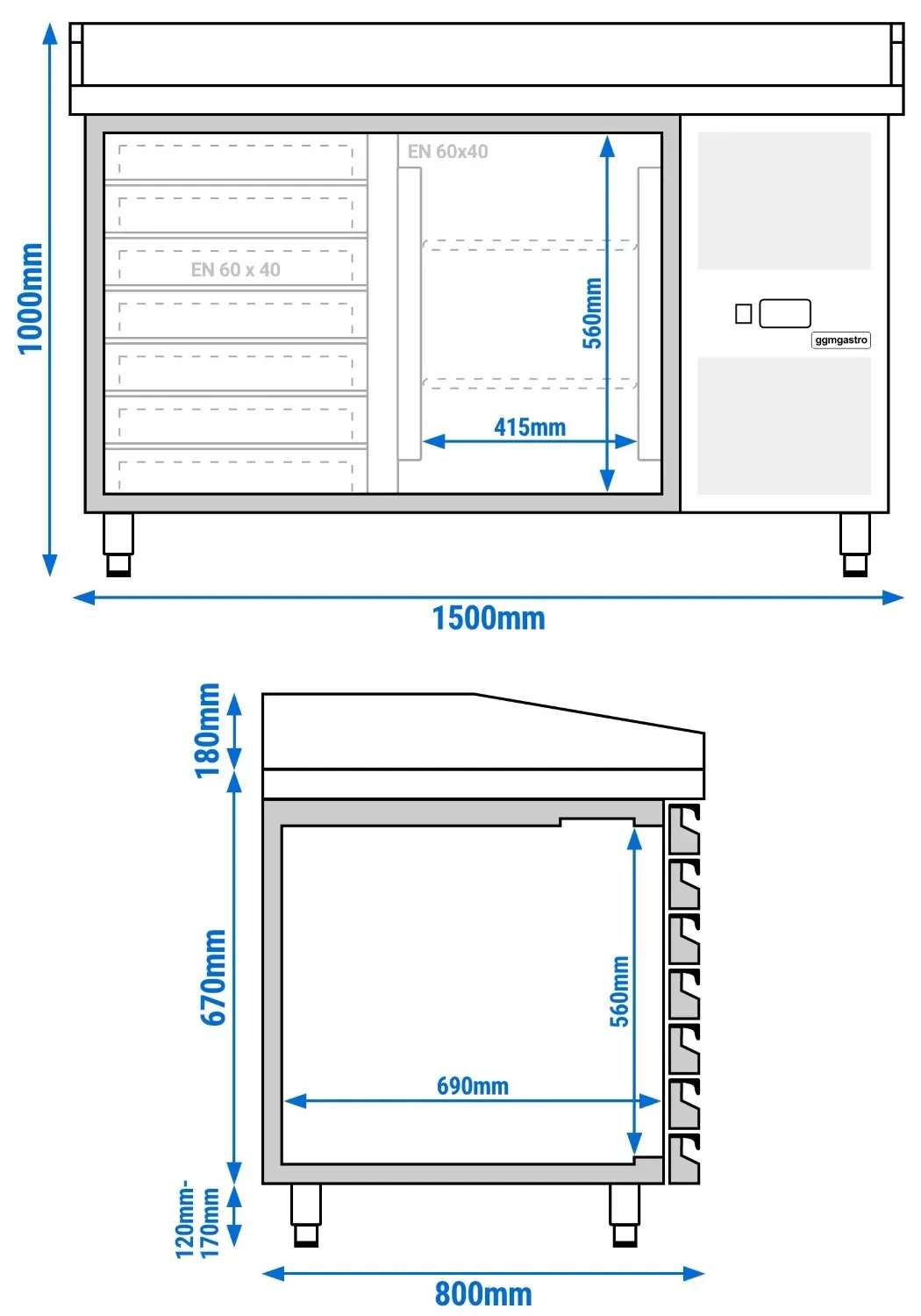 Masa frigorifica pentru pizza GGM Gastro POS158SSG (Inox) - 10