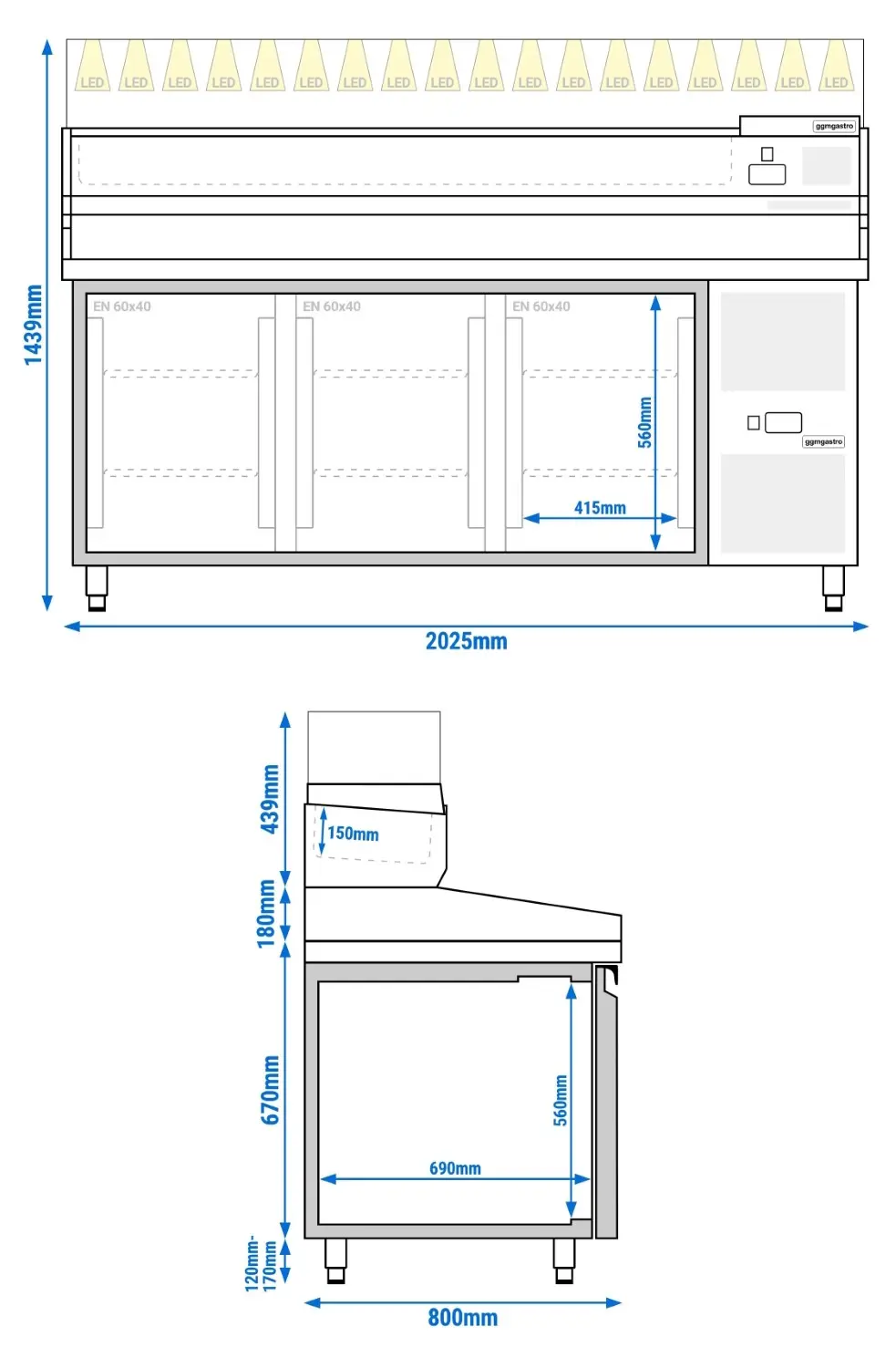 Холодильный стол для пиццы GGM Gastro POS208ND#AGS203LND (Inox) - 6